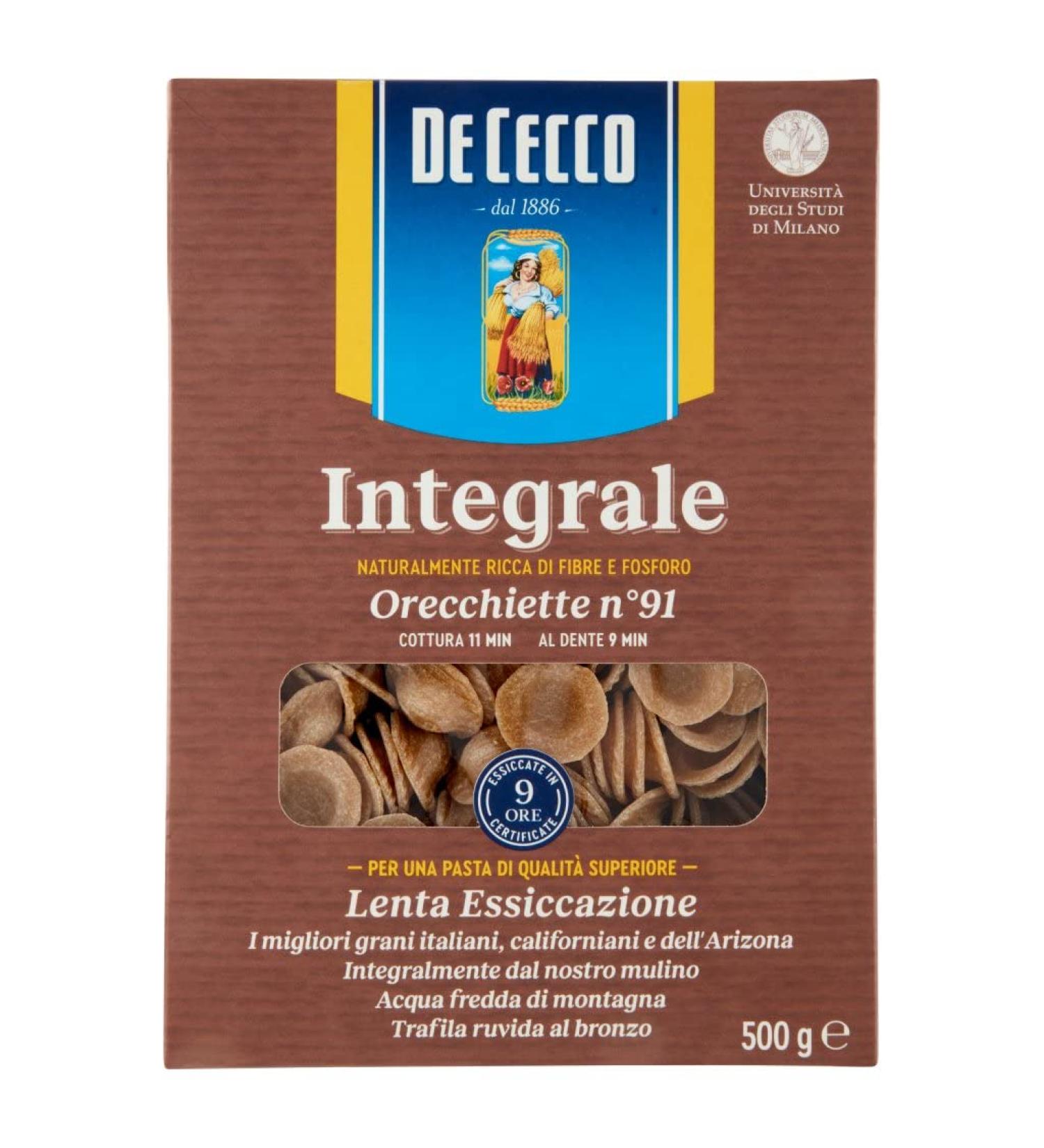  Italian Gourmet E.R. Pack of 24 De Cecco Orecchiette integrali pasta no. 91 Italian pasta 500g + Italian Gourmet polpa 400g - Buy Online on GoSupps.com