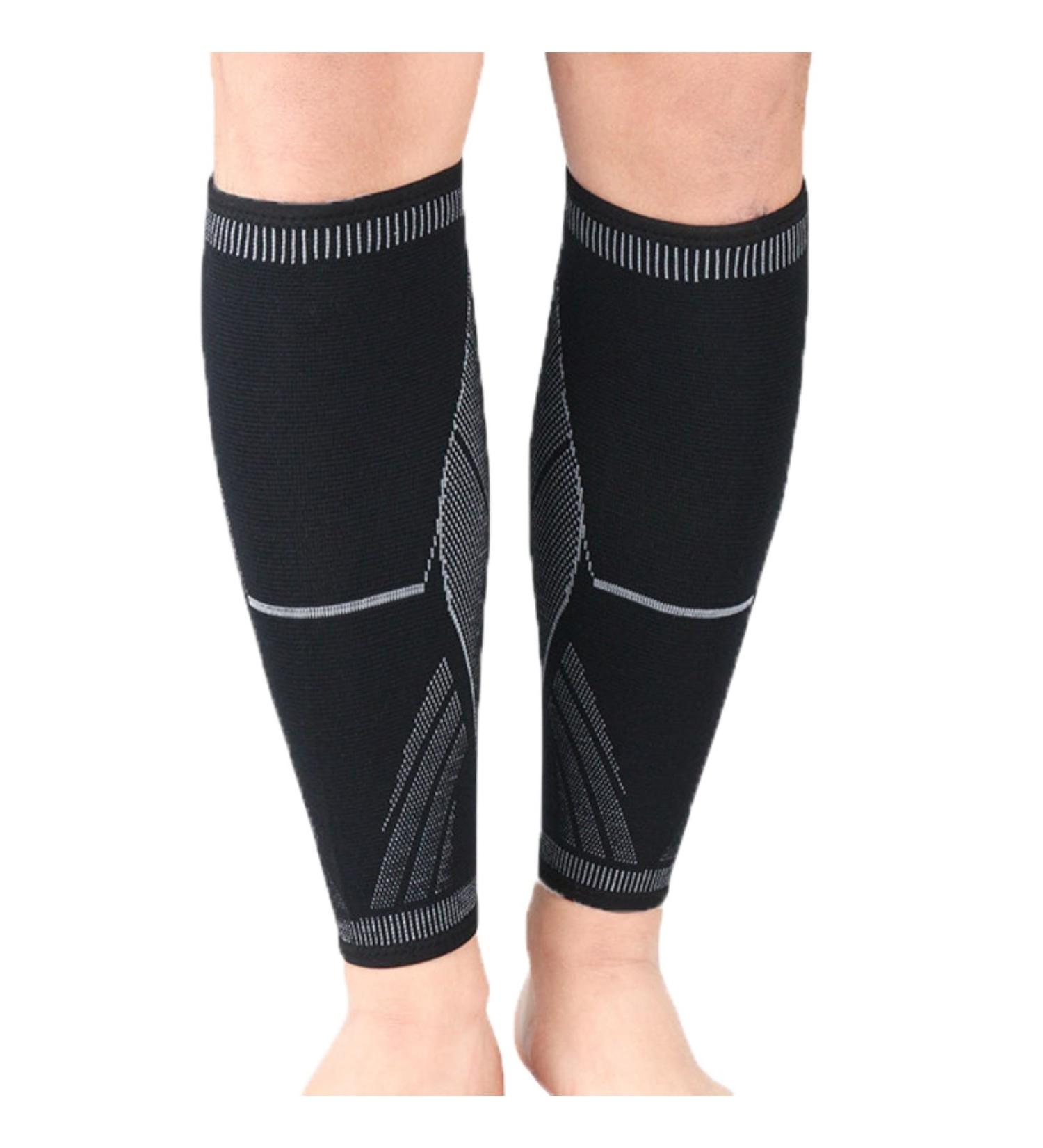 Calf Compression Sleeve for Men & Women | Shin Splint Brace for Pain Relief & Varicose Vein Treatment - Large Black - Buy Online on GoSupps.com