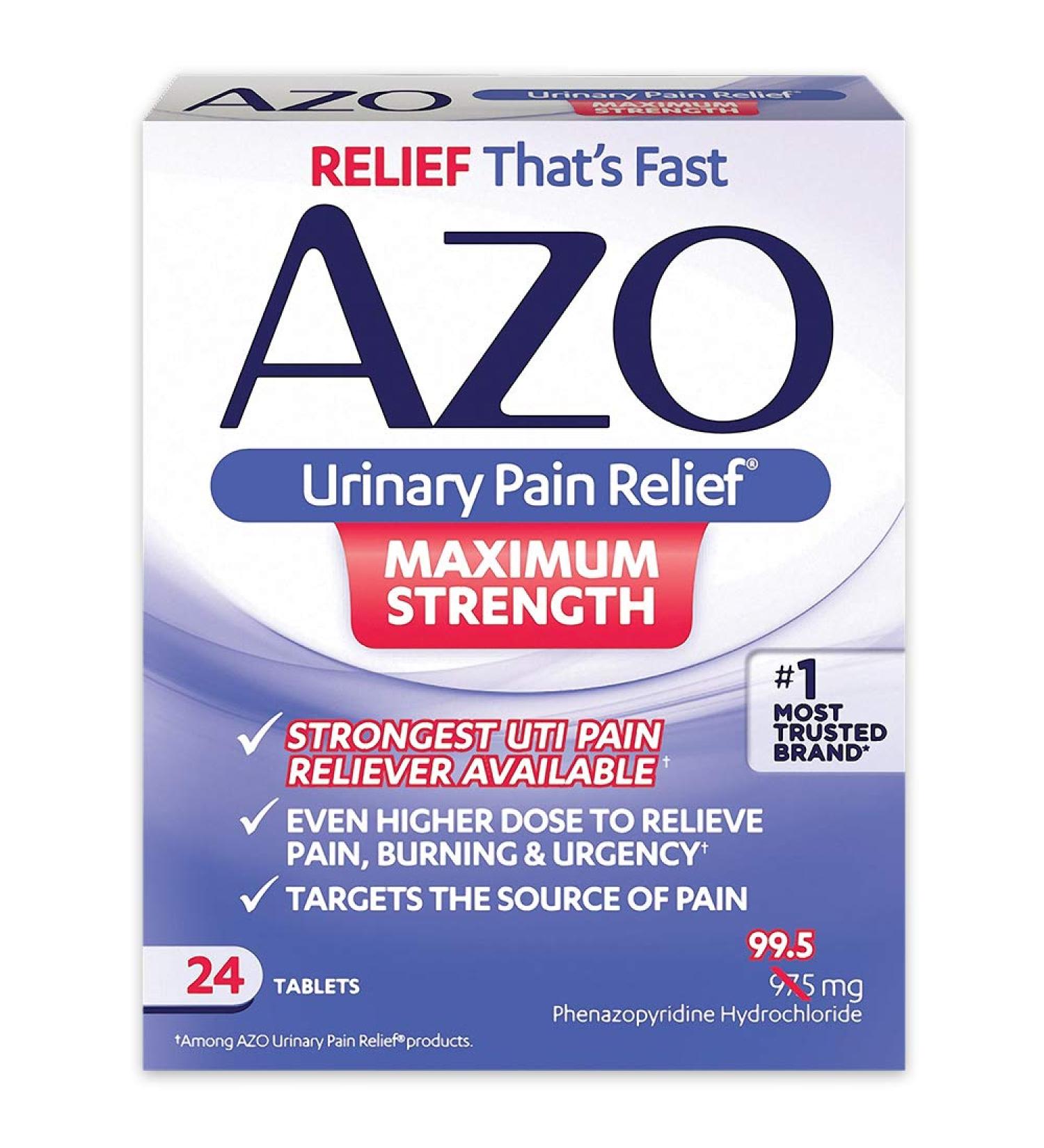 AZO Urinary Pain Relief Maximum Strength - Fast UTI Pain Relief, Burning & Urgency - #1 Trusted Brand - 24 Tablets - Buy Online on GoSupps.com