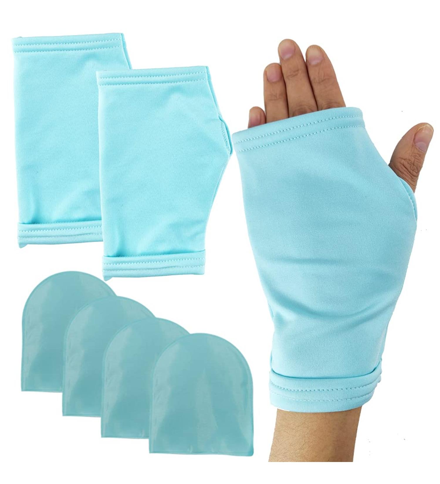 Hot & Cold Hand Therapy Gloves - Ice Pack for Pain Relief | Microwavable & Freezable - Arthritis, Injuries, Carpal Tunnel - Small/Medium Teal - Buy Online on GoSupps.com
