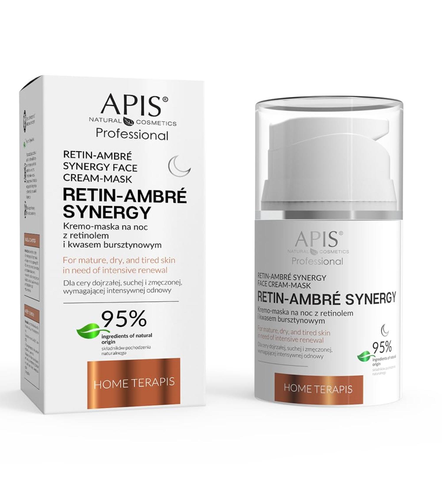 Apis Natural Cosmetics RETIN AMBRE SYNERGY HOME Terapis Night Cream Mask with Retinol and Succinic Acid 50 ml skin regeneration wrinkle reduction moisture and smoothing - Buy Online on GoSupps.com