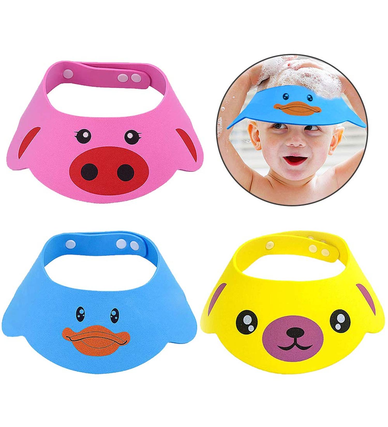 3-Pack Adjustable Baby Shampoo Cap - Waterproof Children's Shower Hood for Easy Bath Time Protection - Buy Online on GoSupps.com