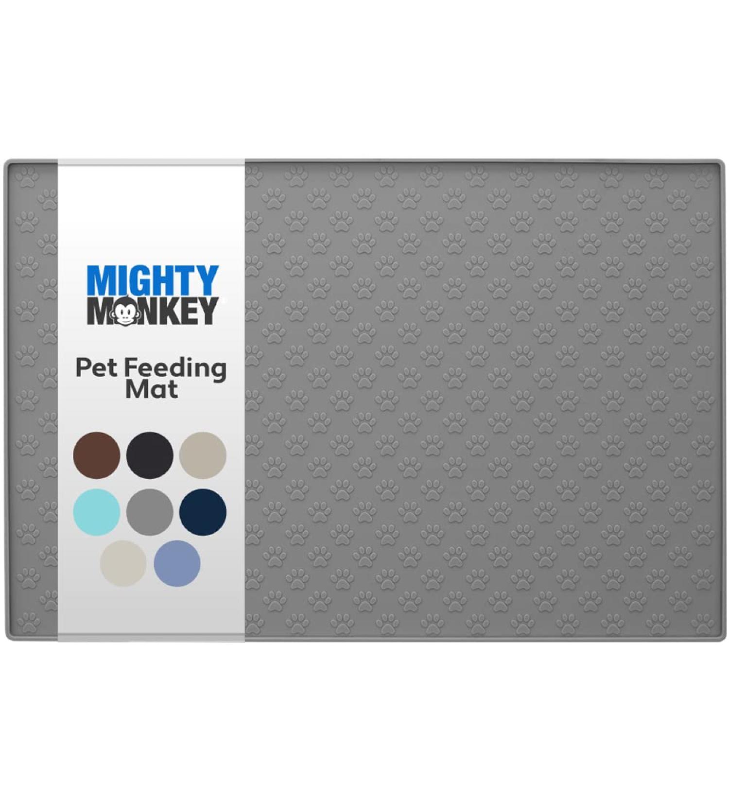 Waterproof Silicone Pet Feeding Mat for Dog and Cat Bowls - Prevents Spills and Messes - Dishwasher Safe - 18x12 Inch - Gray - Buy Online on GoSupps.com