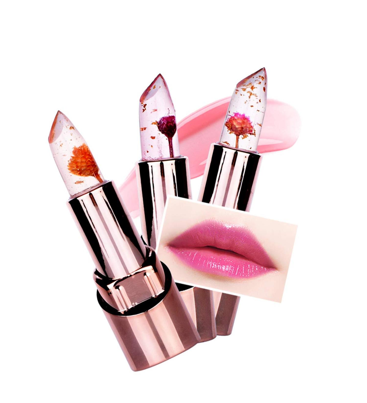 Ice Love Flower Jelly Lipstick Set - Color Changing Lip Gloss Gift - 3pcs Moisturizing Lip Balm for Teens Girls and Women - Waterproof Makeup - Buy Online on GoSupps.com
