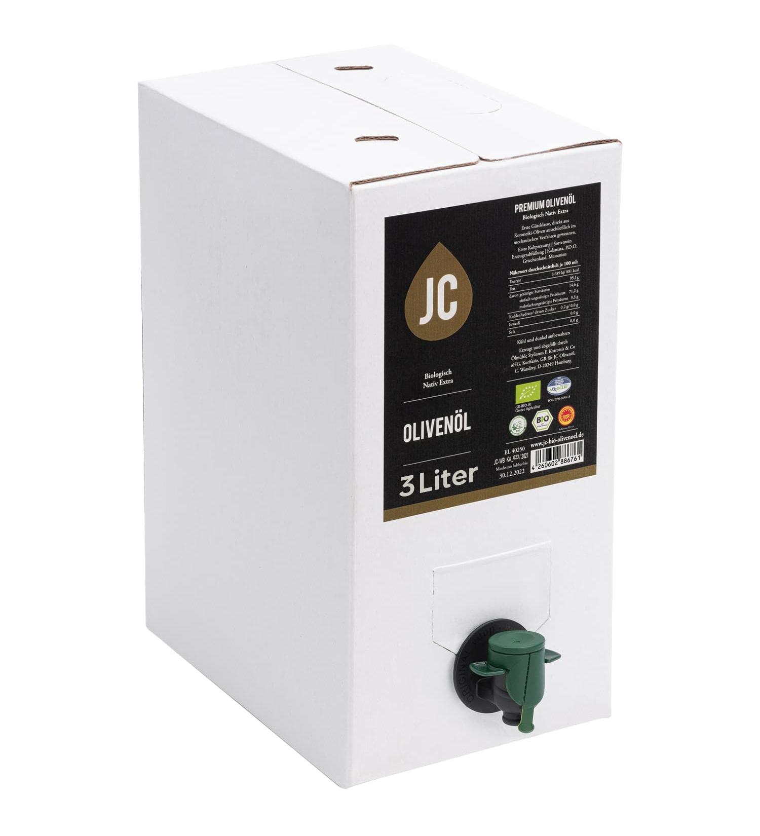 Buy JC Greek Extra Virgin Olive Oil - ORGANIC Premium Quality Kalamata PDO - 3L Bag-in-Box - International Shipping Available - Buy Online on GoSupps.com