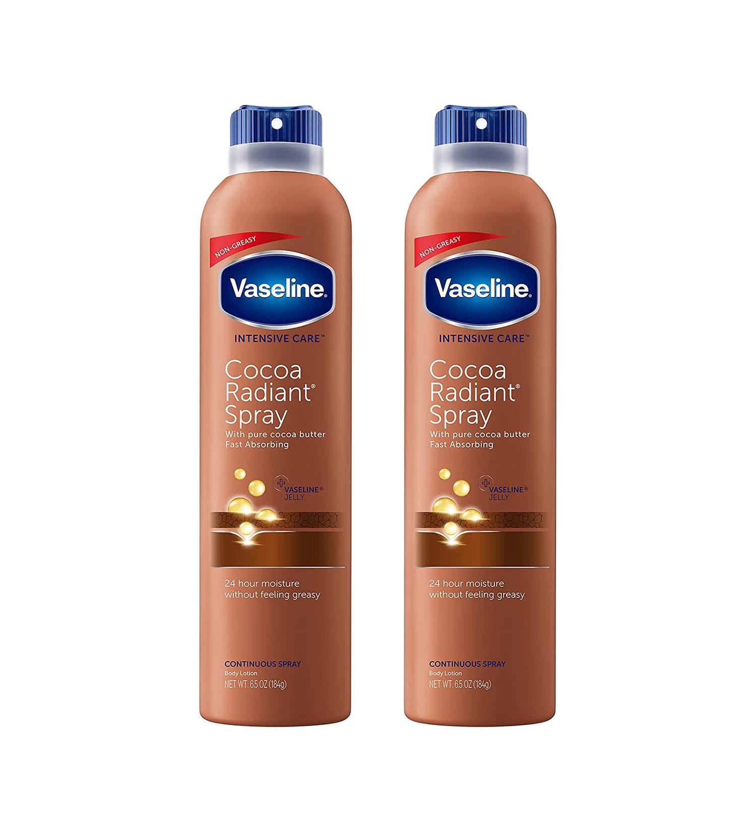 Vaseline Intensive Care Cocoa Radiant Spray Moisturizer - 6.5 oz (Pack of 2) | 24-Hour Hydration | Easy Application - Buy Online on GoSupps.com