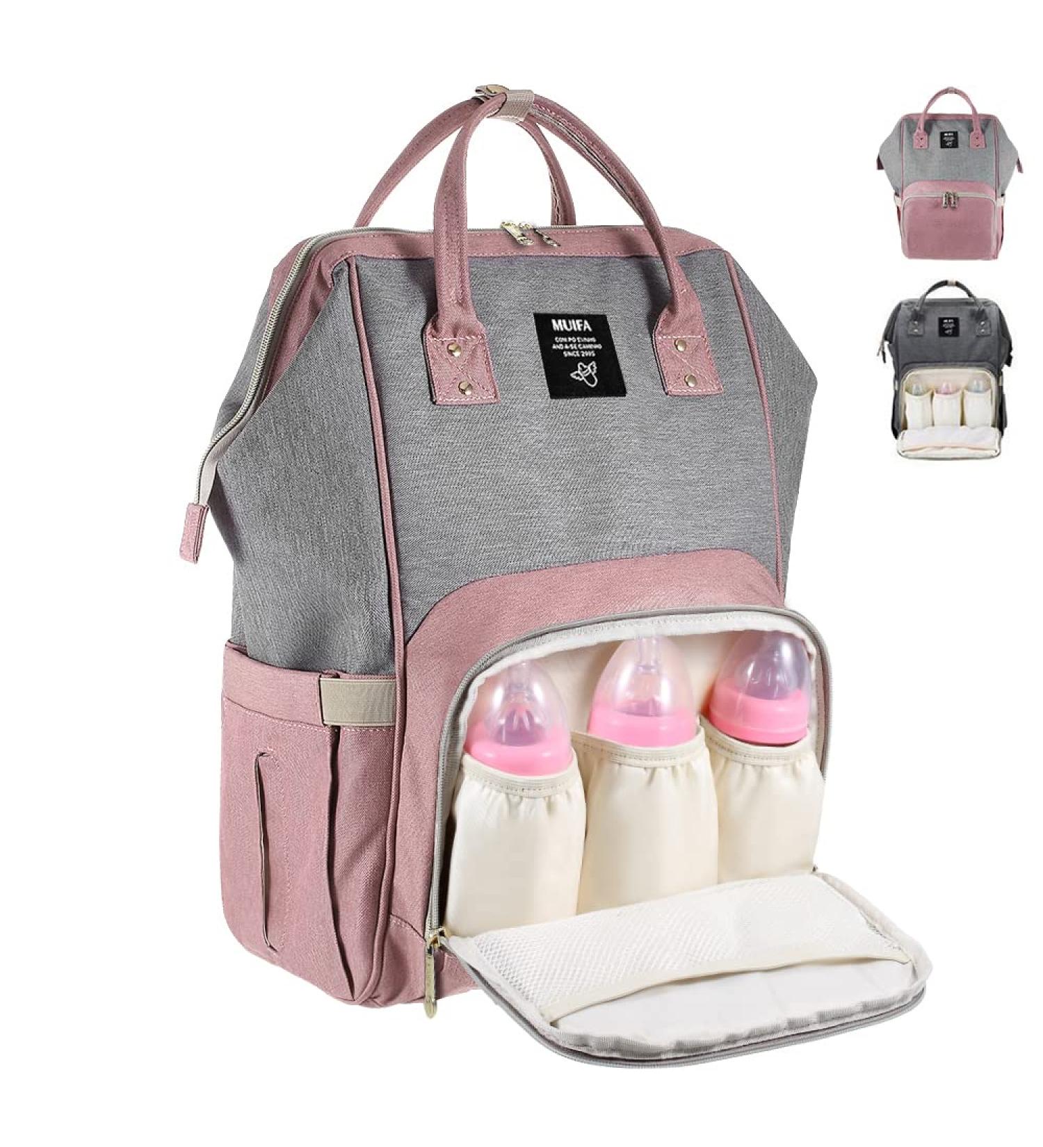 IPARTS EXPERT Muifa Baby Diaper Backpack - Waterproof Travel Bag with Insulated Pockets Large Capacity Durable Pink for International Shipping - Buy Online on GoSupps.com