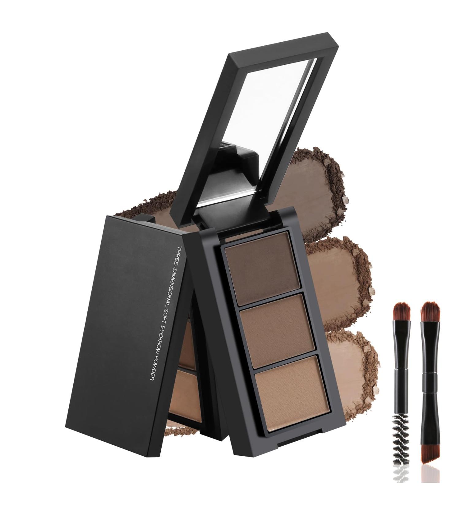 3 Color Eyebrow Makeup Kit - Professional Brow Contour Palette Waterproof & Long-lasting Eyebrow Filler Powder with Mirror & Brush - #01 - Buy Online on GoSupps.com