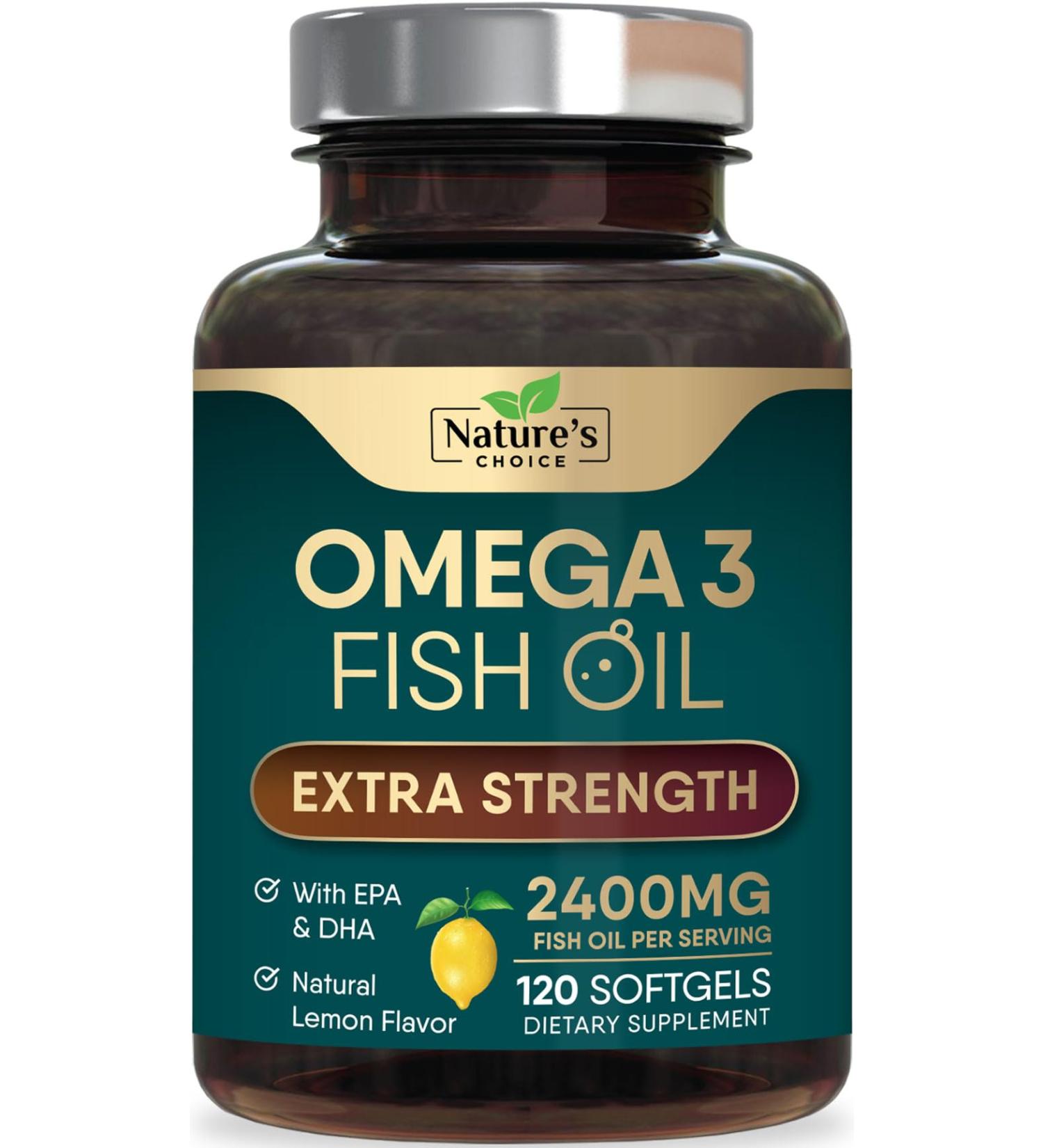 Omega 3 Fish Oil Supplement 2400 mg - Triple Strength EPA & DHA Fish Oil Omega 3 Essential Fatty Acids Supplement Softgels Brain & Heart Health Support Supplements Gluten Free Non-GMO 120 Softgels 120 Count (Pack of 1) - Buy Online on GoSupps.com