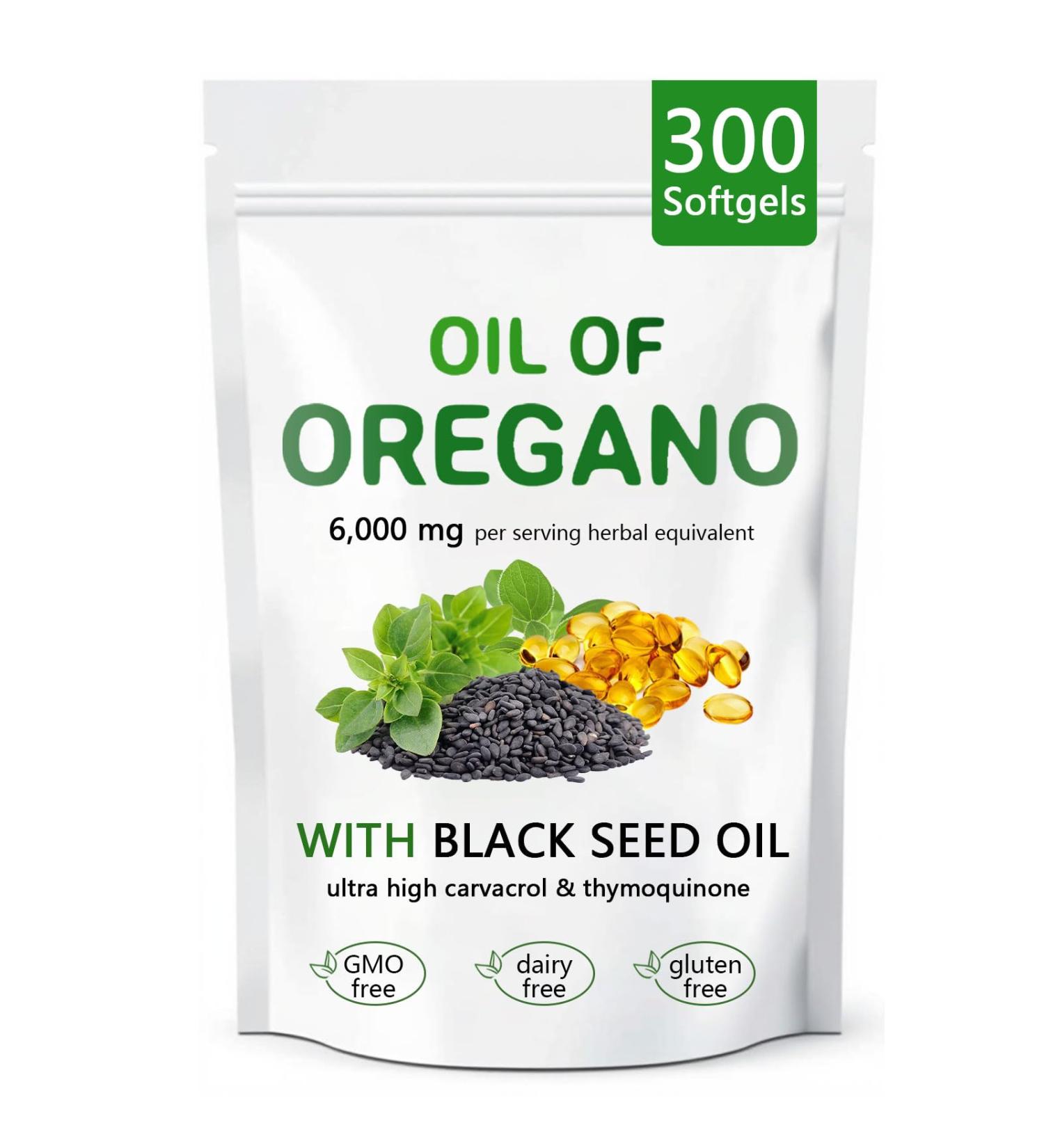 Oil of Oregano with Black Seed Oil 2 in 1 Organic Oregano Capsules for Immune Support & Overall Wellness Non-GMO Gluten Free 300 Softgel - Buy Online on GoSupps.com
