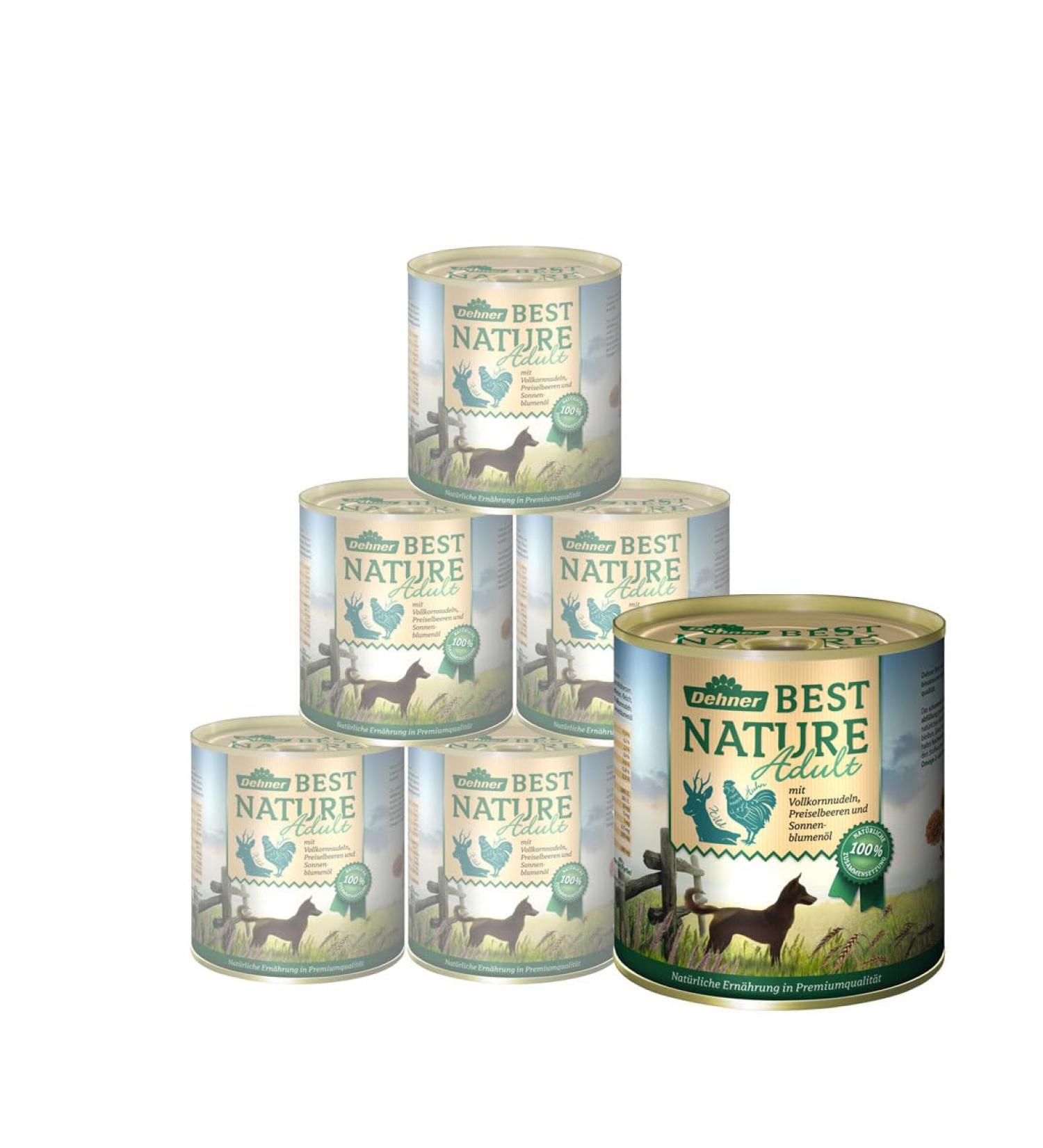 Dehner Best Nature Grain-Free Wet Dog Food - Adult Game & Chicken with Pasta (6 x 800g) - Premium 4.8kg Cans - Buy Online on GoSupps.com