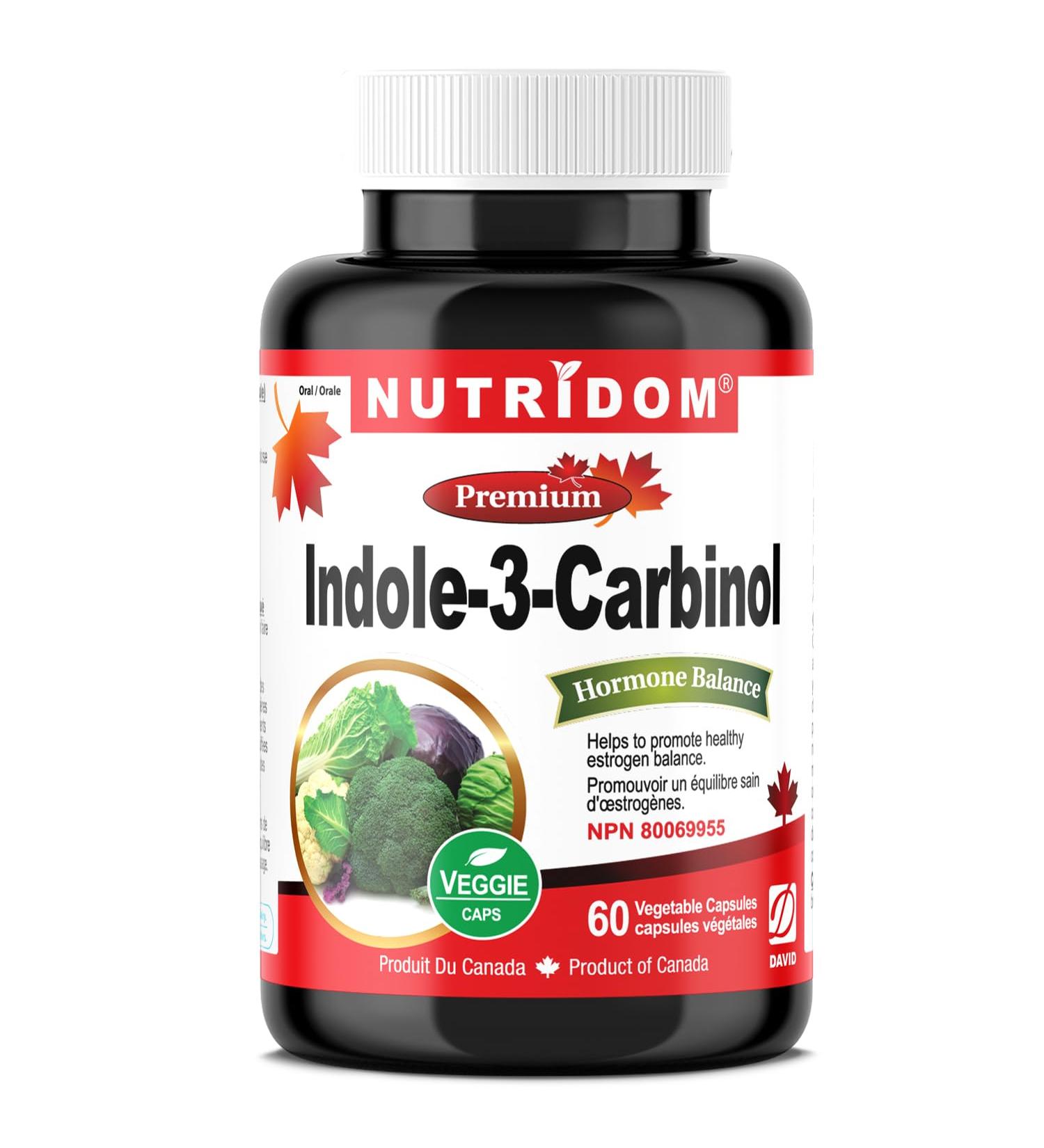 Nutridom Indole-3-Carbinol 400 mg I-3-C Supplement to Support Healthy Estrogen Balance Non-GMO Vegan Free of Gluten Soy & Dairy Made in Canada (60 Veggie Capsules) - Buy Online on GoSupps.com