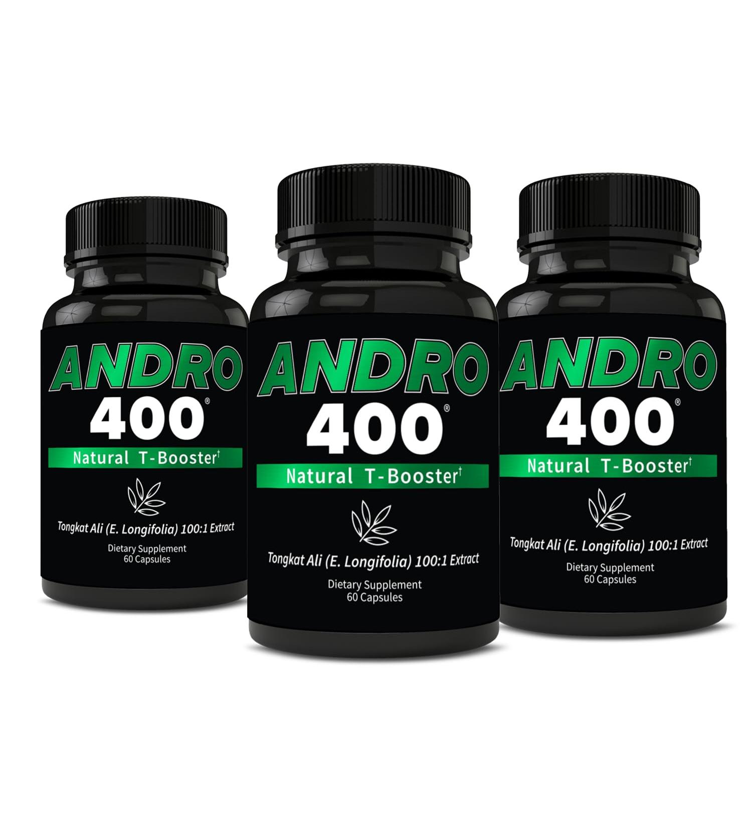 Andro400 Original Testosterone Support Supplement for Men & Women Eurycoma Longifolia 100:1 Extract Tongkat Ali Root 300mg 180 Capsules 90-Day Supply