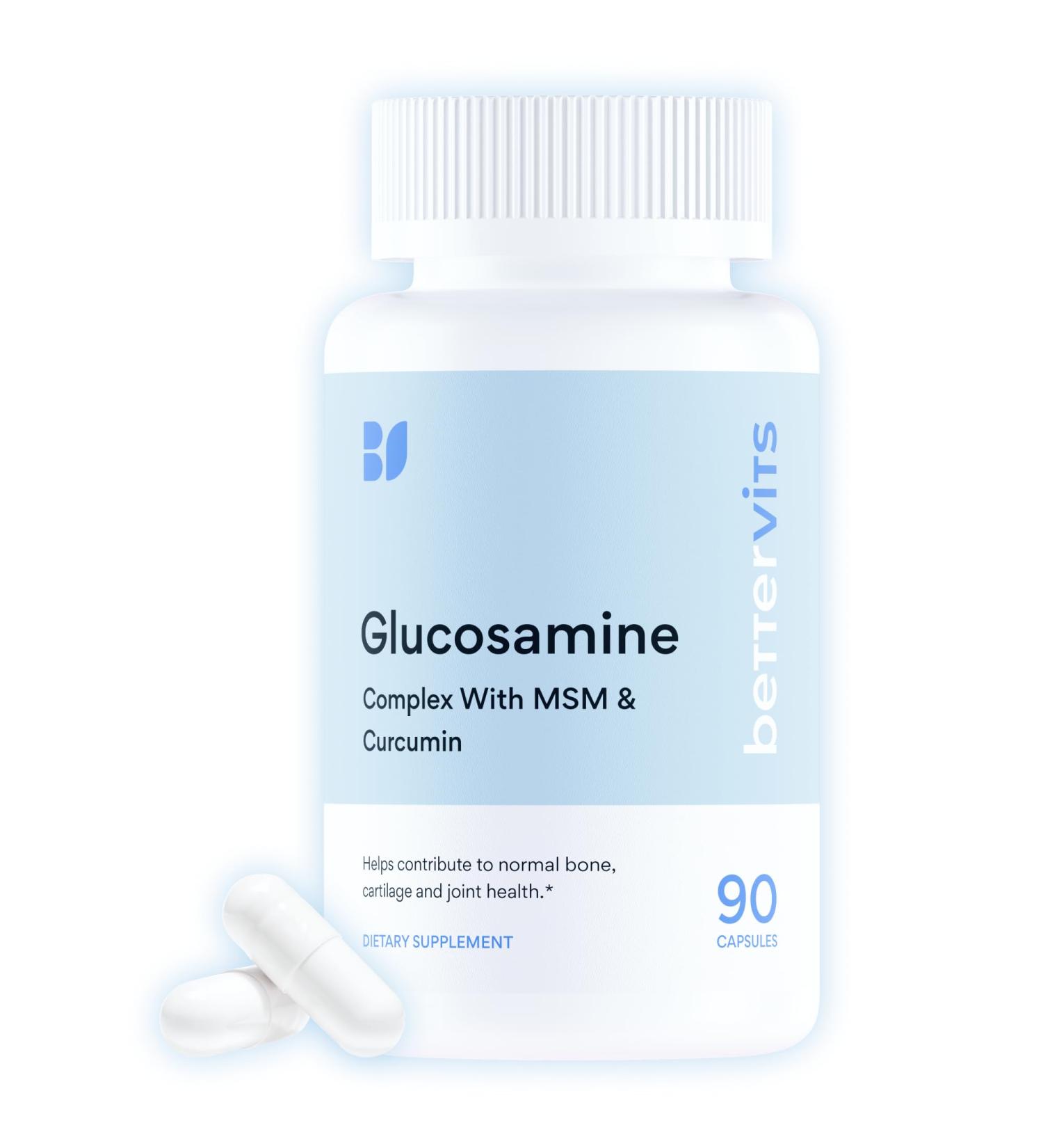 Bettervits Glucosamine Complex with MSM hondroitin and Turmeric | Joint Supplements for Women and Men with Vitamin C | Arthritis Support Supplement for Mobility & Flexibility - 90 Capsules - Buy Online on GoSupps.com