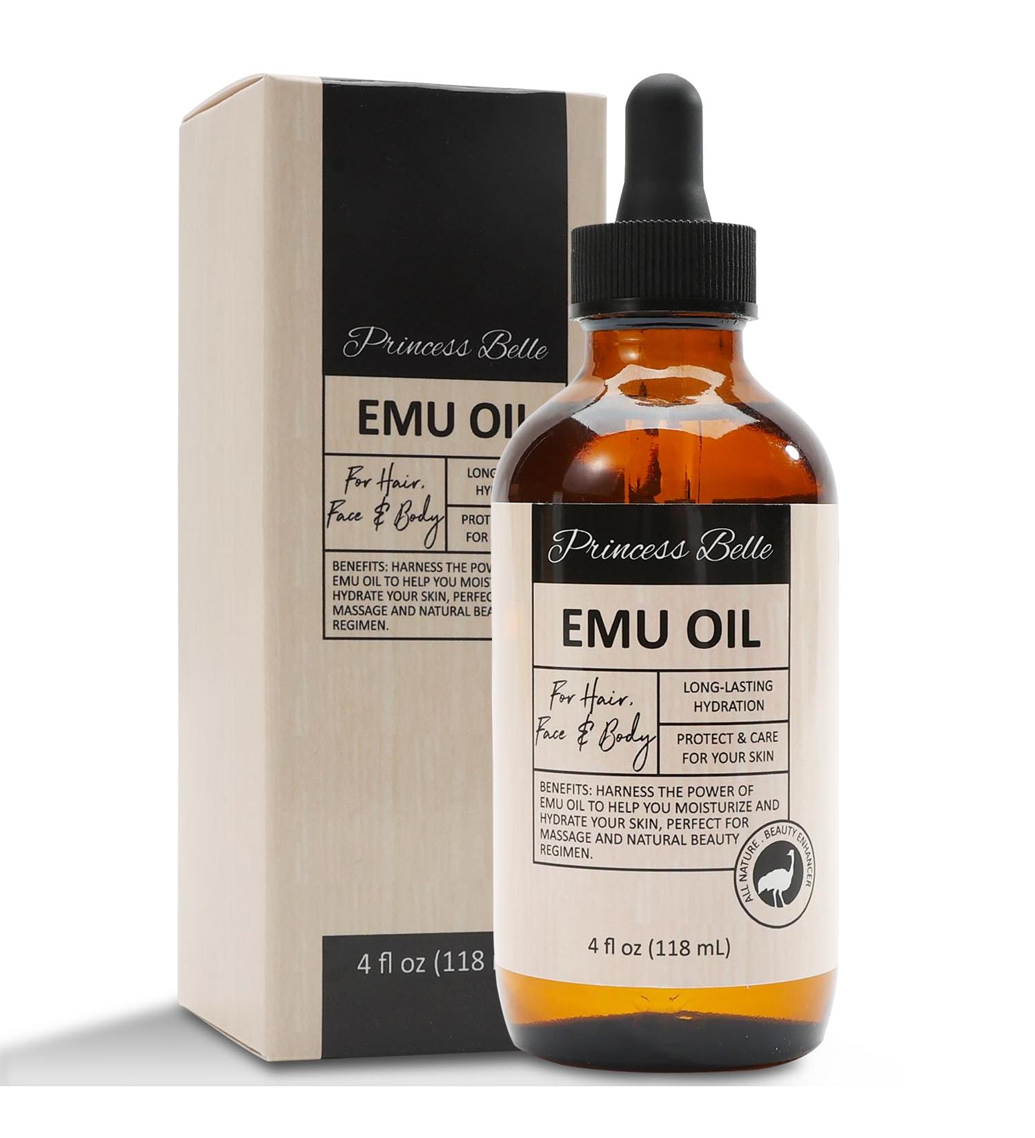 Princess Belle Emu Oil - Natural Body & Bath Oil for Dry Skin Skin Tightening Moisturizer 4fl oz - Buy Online on GoSupps.com
