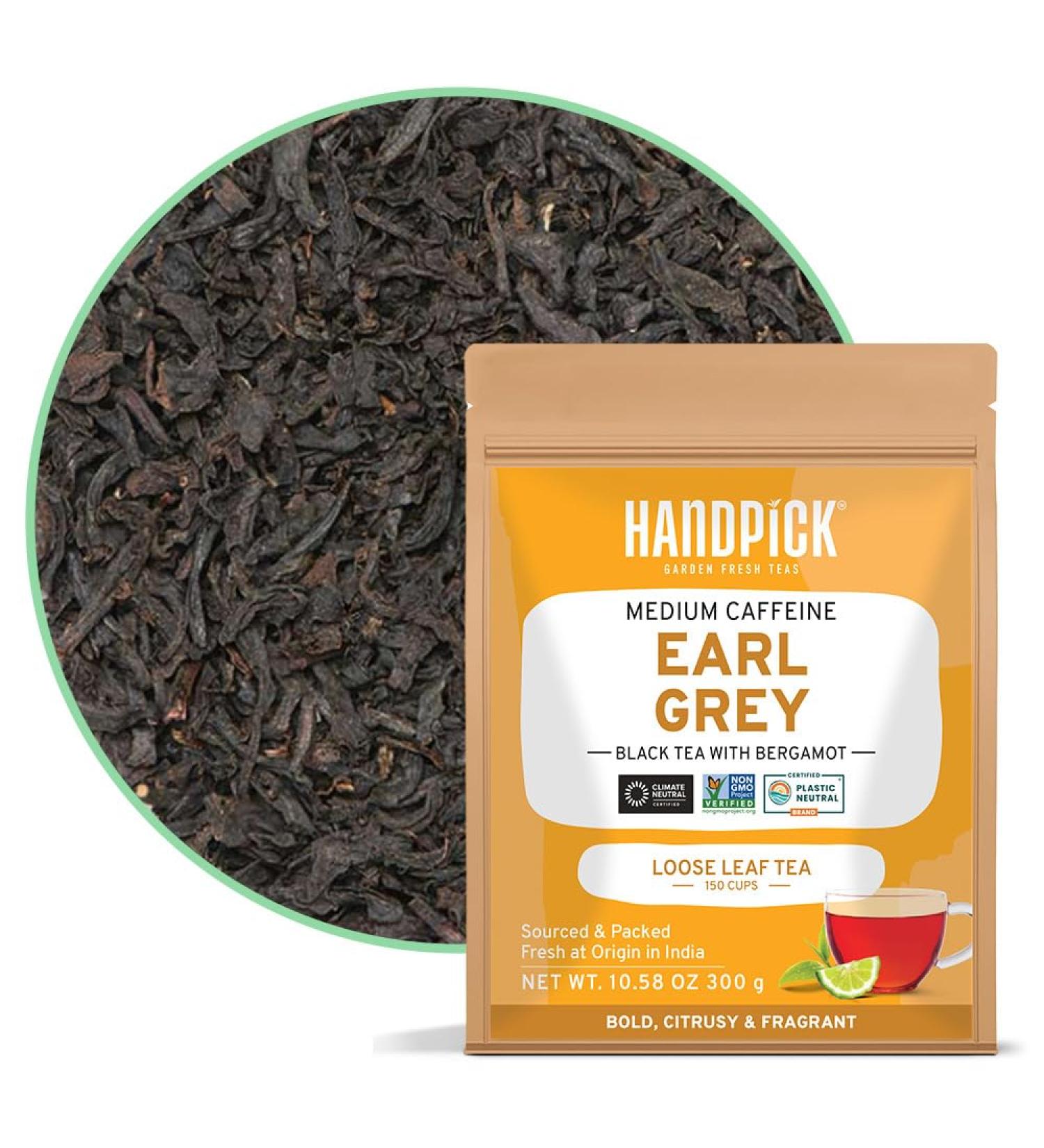 Handpicked Earl Grey Tea 300g/10.5oz | Citrusy Black Tea with Natural Oil of Bergamot | +150 Cups | Resealable Ziplock Pouch | 1 Count - Buy Online on GoSupps.com