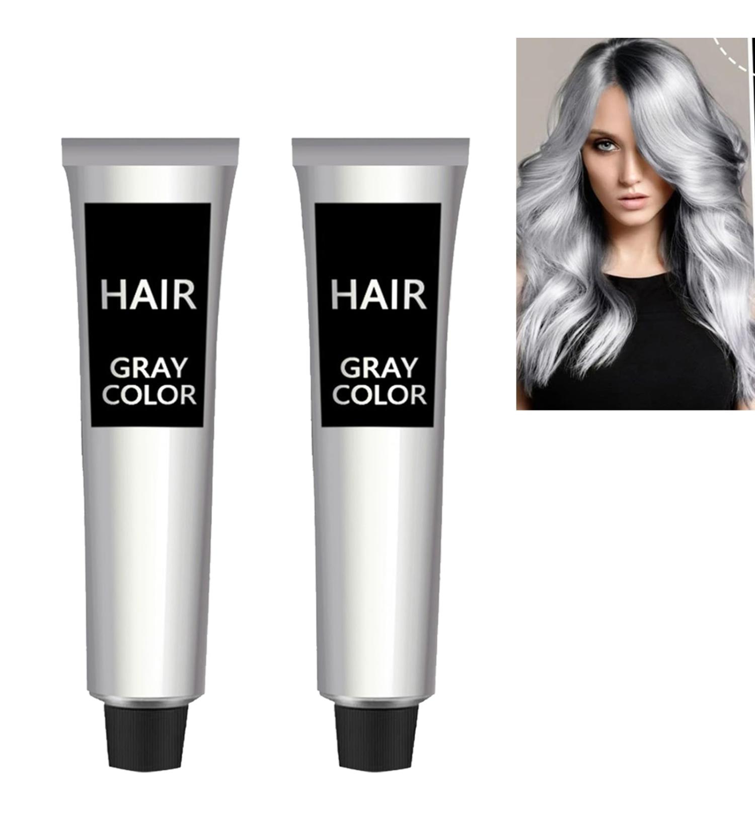 Silver Gray Natural Hair Dye Cream Gray Silver Color Cream Unisex Silver Hair Dye Fashion Permanent Color Cream Grey Permanent Hair Dye Silver Gray Natural Hair Color Cream 2PC - Buy Online on GoSupps.com