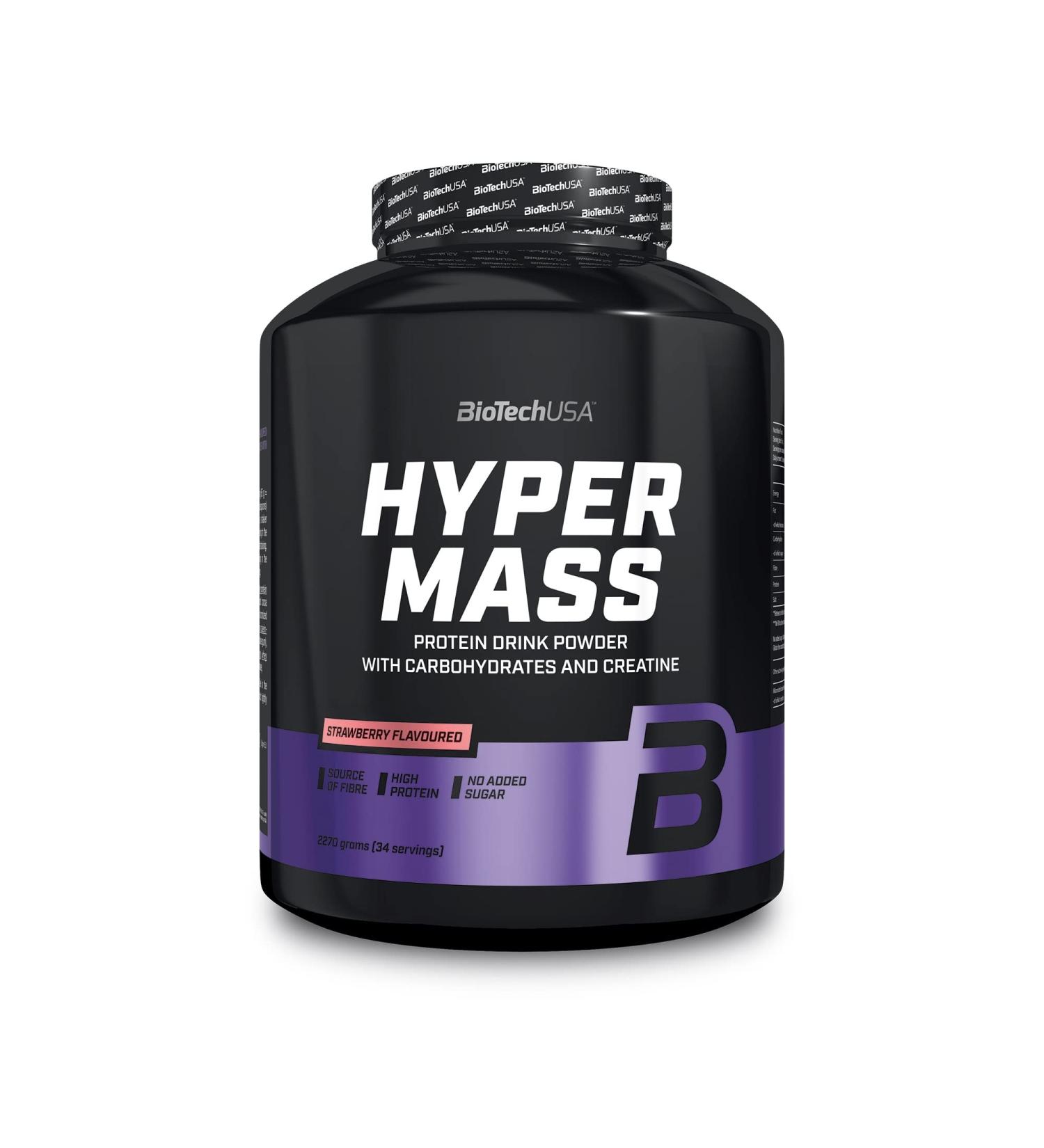 Buy Biotechusa Hyper Mass - Gluten-Free Mass Gainer with Protein & Carbs | Micronized Creatine | Strawberry Flavor 2.27 kg | International Shipping Available - Buy Online on GoSupps.com