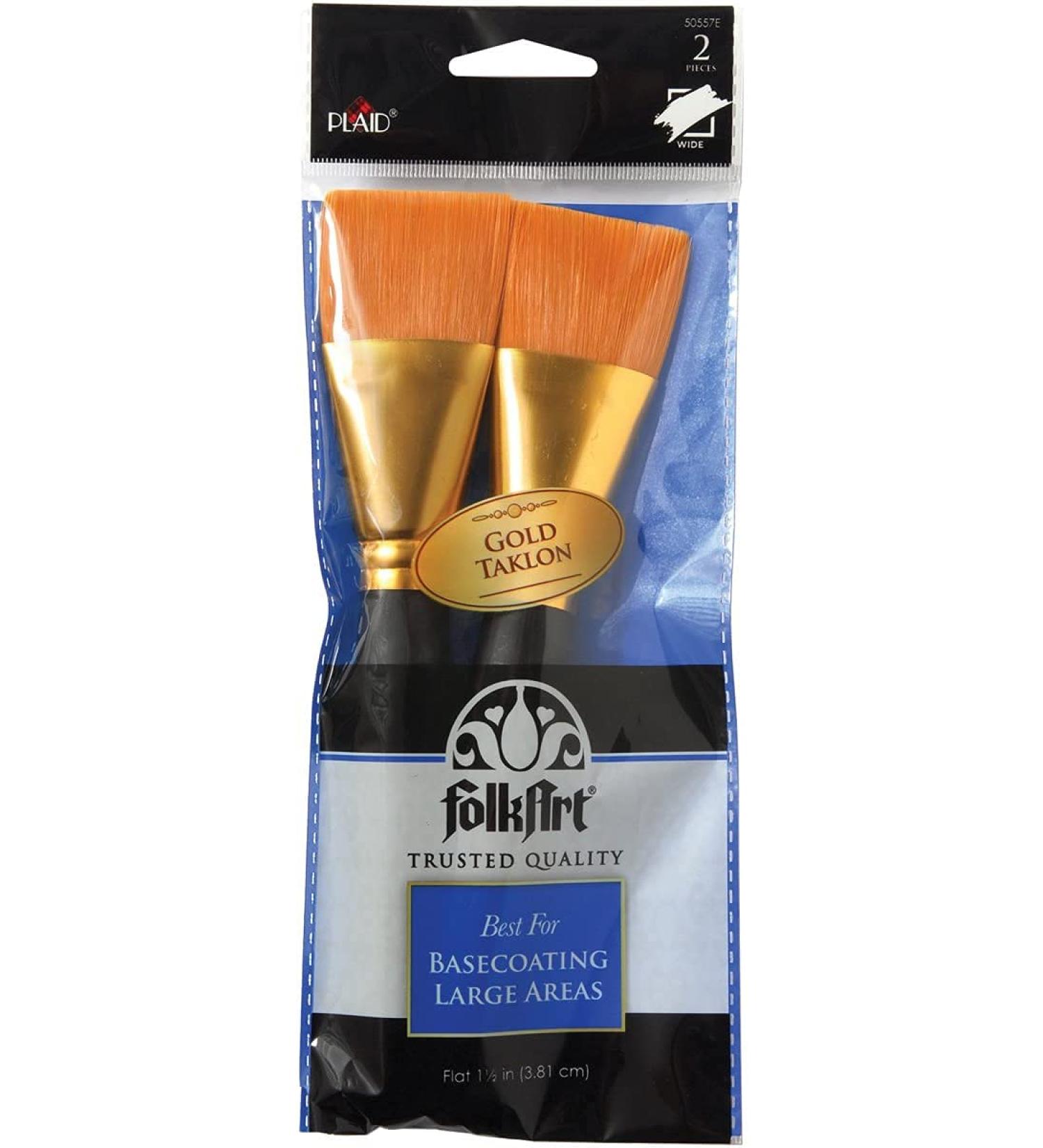 Plaid 50557E Flat Brush Set - 2 Piece Gold Taklon Brushes - Buy Online on GoSupps.com