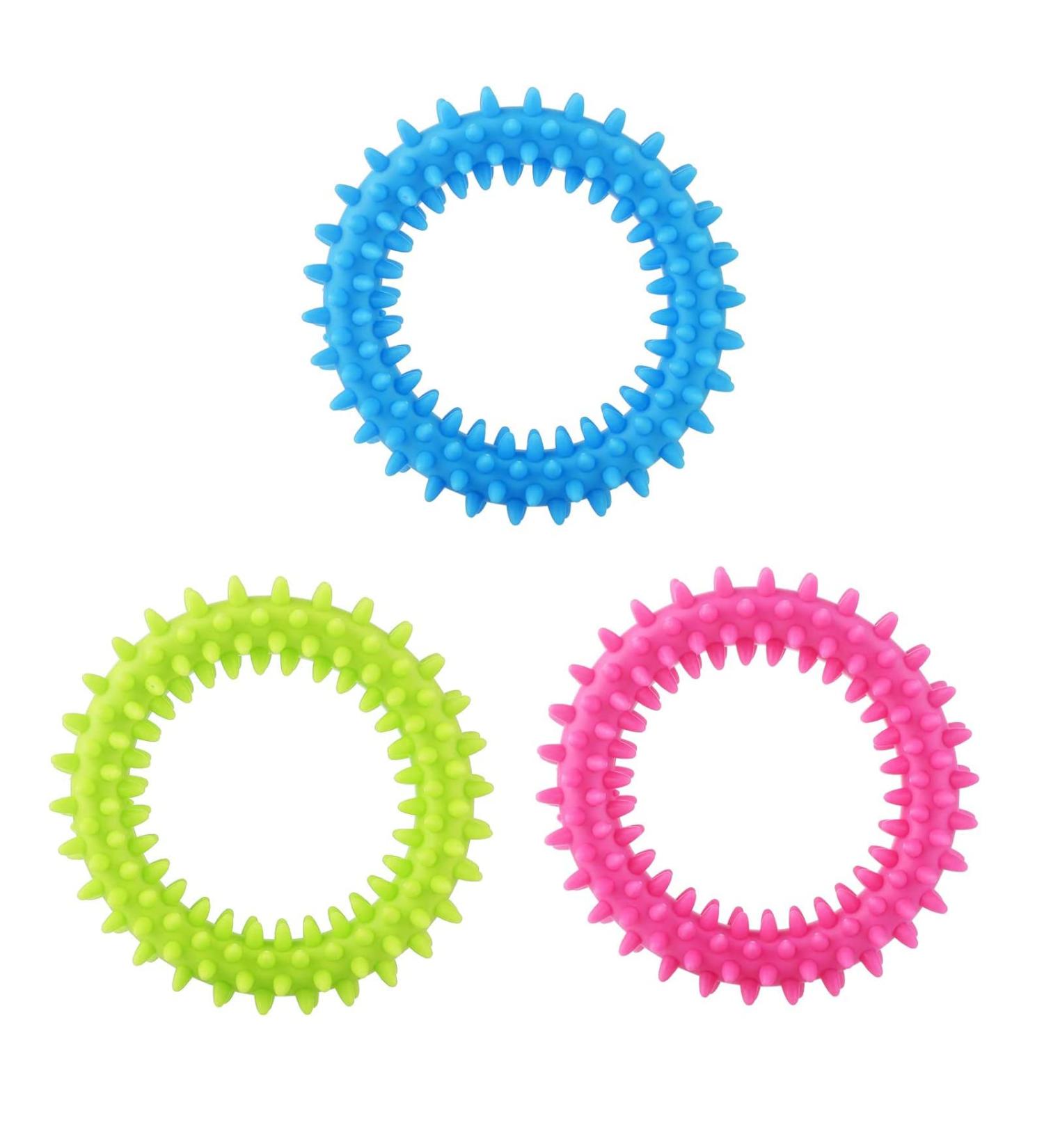 Daqusu 3pcs Natural Rubber Puppy Chewing Toys - 360 Oral Teething & Calming Rings for Small & Medium Dogs - Buy Online on GoSupps.com