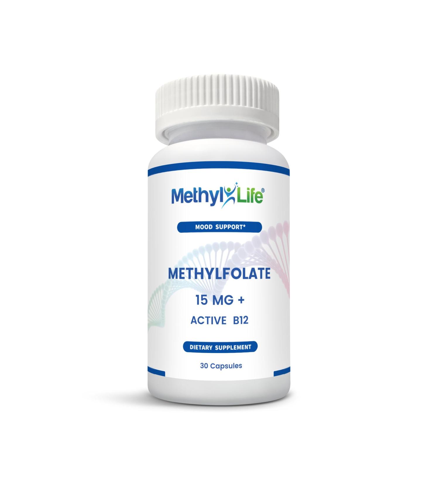 Methyl-Life Pure L-Methylfolate 15mg Plus - Professional Strength Folate & B12 Supplement - 30 Capsules - Buy Online on GoSupps.com
