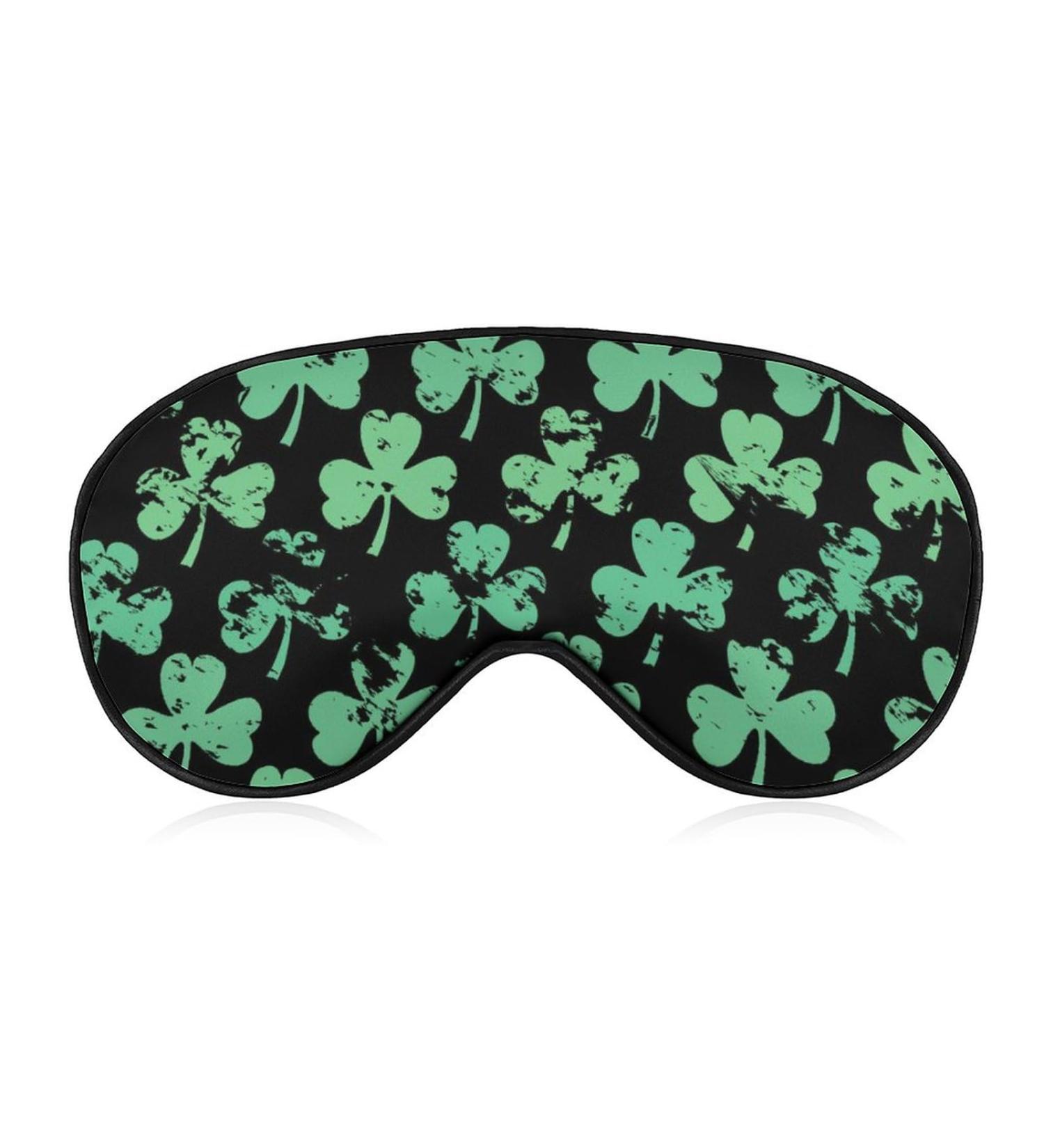 Retro Green Clover Pattern Sleep Mask - Adjustable Strap Eye Cover for Blocking Light, Ideal for Travel, Naps - Men and Women - Buy Online on GoSupps.com