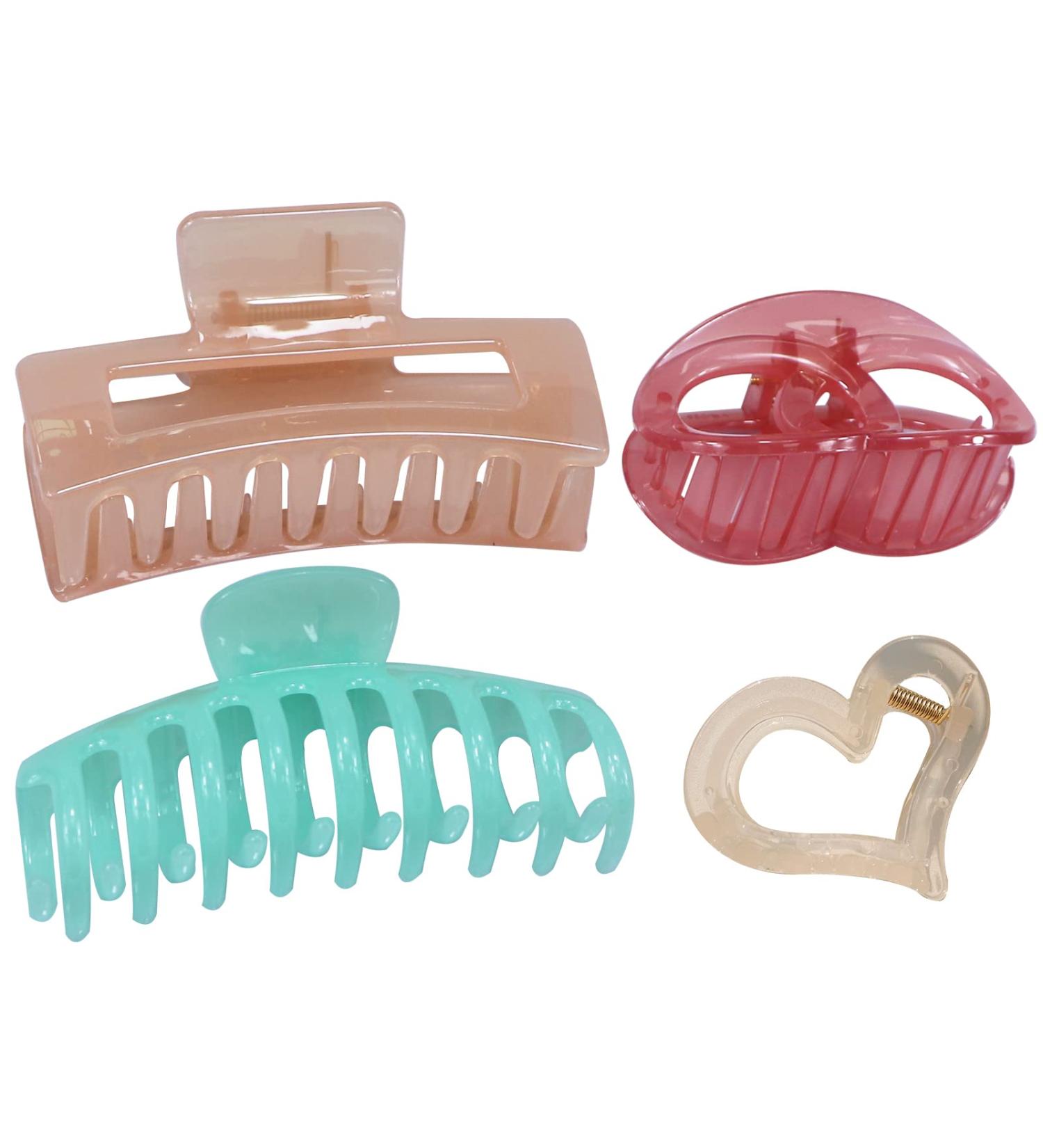 4 Pack Big Hair Claw Clips for Women - Nonslip Jelly Color Assorted Hair Clips | Strong Hold for Thin, Thick, Curly, Long, and Short Hair | Perfect Gifts for Women and Girls - Buy Online on GoSupps.com
