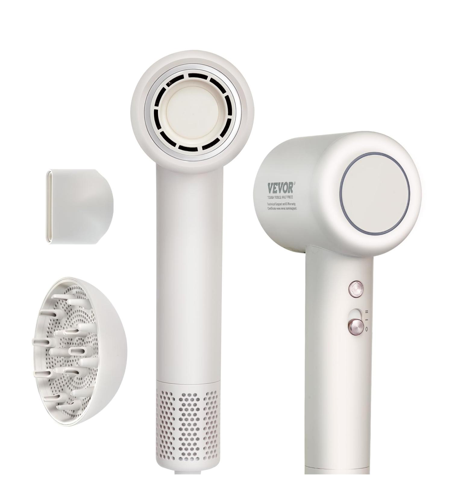 VEVOR High-Speed Hair Dryer - 102 000RPM Brushless Motor 200 Million Negative Ions 3-Color Temp LED Lightweight Travel Hairdryer with Diffuser & Nozzle - Buy Online on GoSupps.com