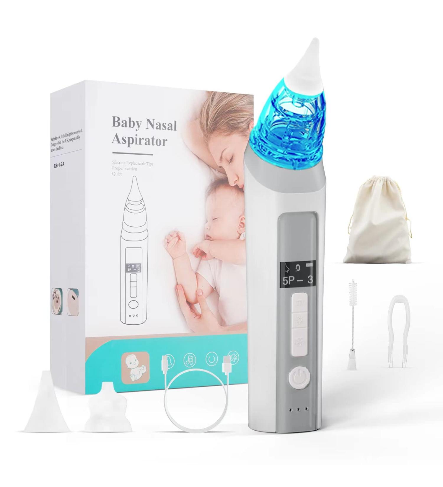 LPYFRG Nasal Aspirator for Baby - Adjustable 9-Level Suction, Electric Nose Sucker for Newborns and Toddlers - Rechargeable, 3 Silicone Tips, Accompanying Bag - Buy Online on GoSupps.com