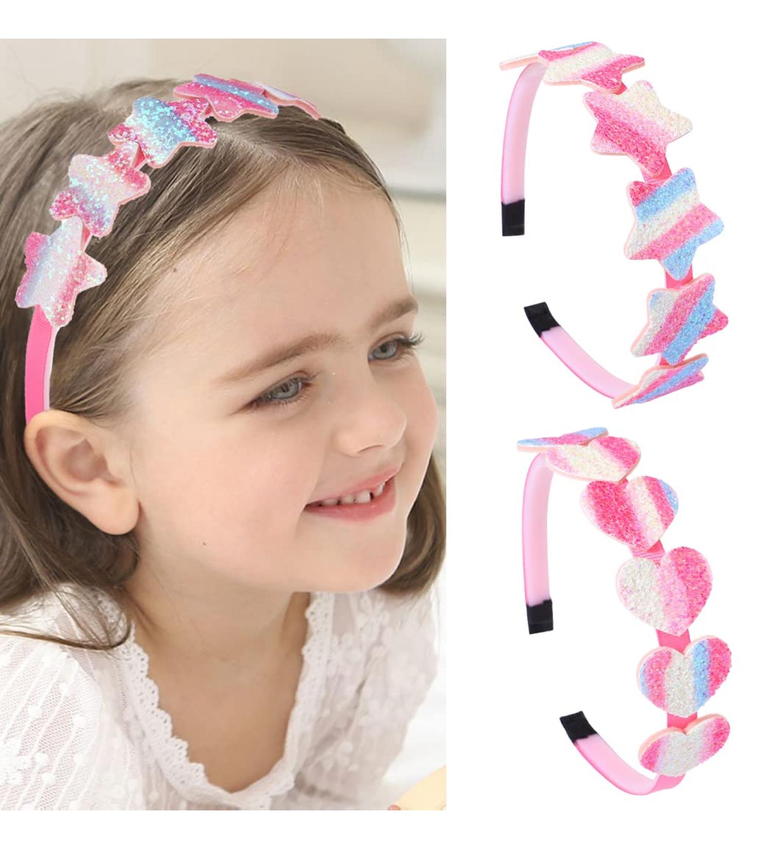 Fashband Girls Headbands Sequins Stars Hair Band Sparkly Heart Hair Hoop for Children Teens Daily Wearing Gift Party Decoration (colour blocking) - Buy Online on GoSupps.com