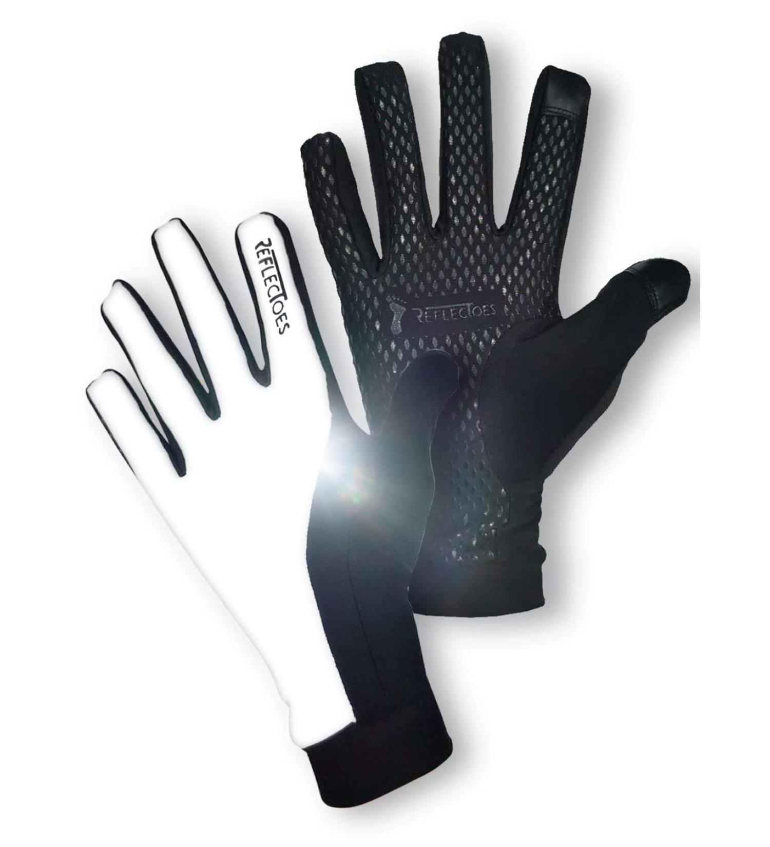 ReflecToes Reflective Running Gloves - Touchscreen - Hi Vis Winter Gear - Black - Medium - Buy Online on GoSupps.com