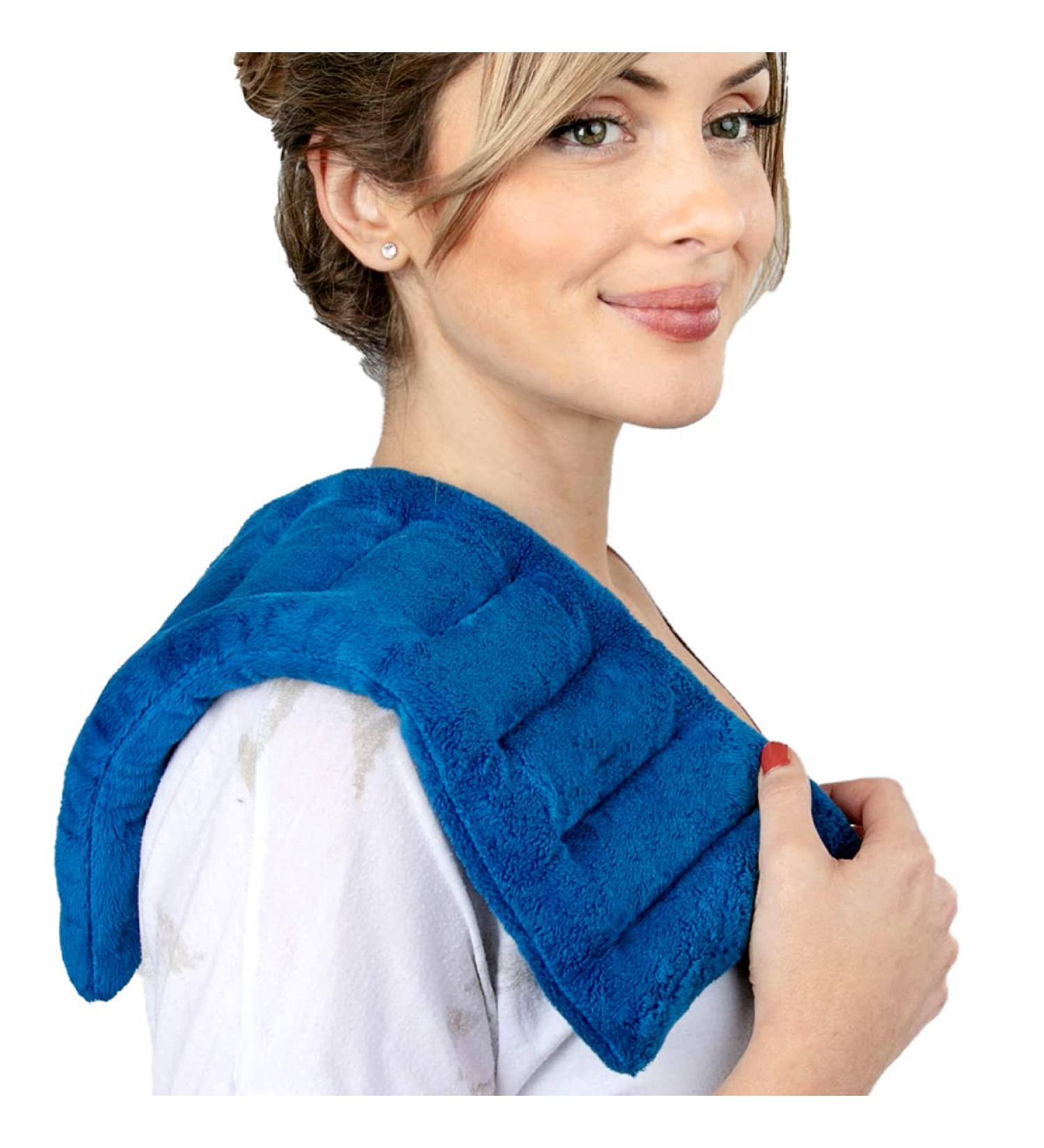 Reusable Microwave Heating Pad for Cramps & Pain Relief - Hot/Cold Therapy Bag for Muscle Aches - 6x16 Warm Compress for Back, Neck & Shoulders (Blue) - Buy Online on GoSupps.com