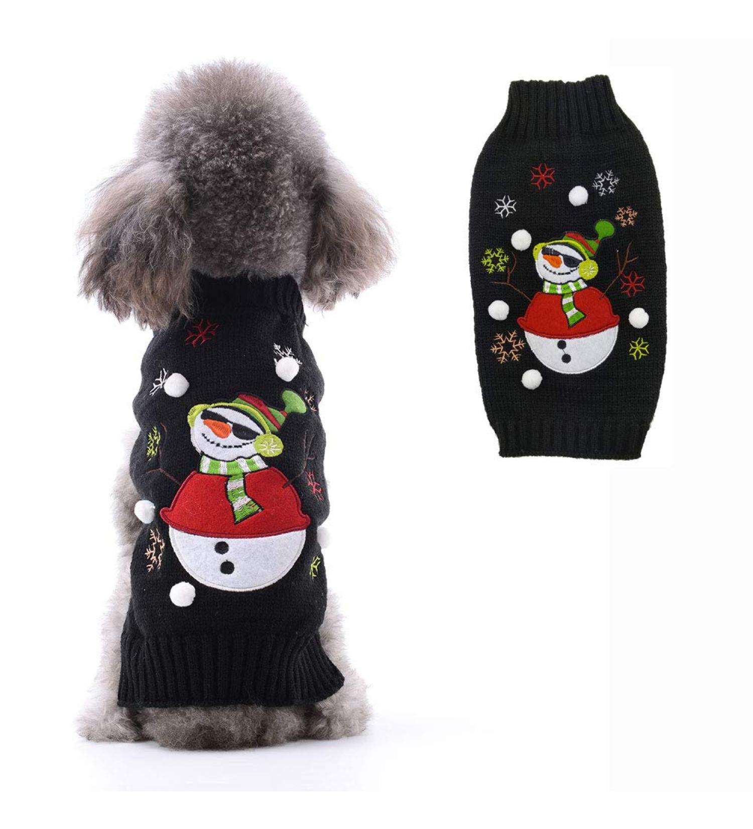 Christmas Dog Sweater - Warm Turtleneck Knitwear for Puppies | Festive Holiday Petwear with Snowman Design | Perfect Gift for Dogs - Buy Online on GoSupps.com