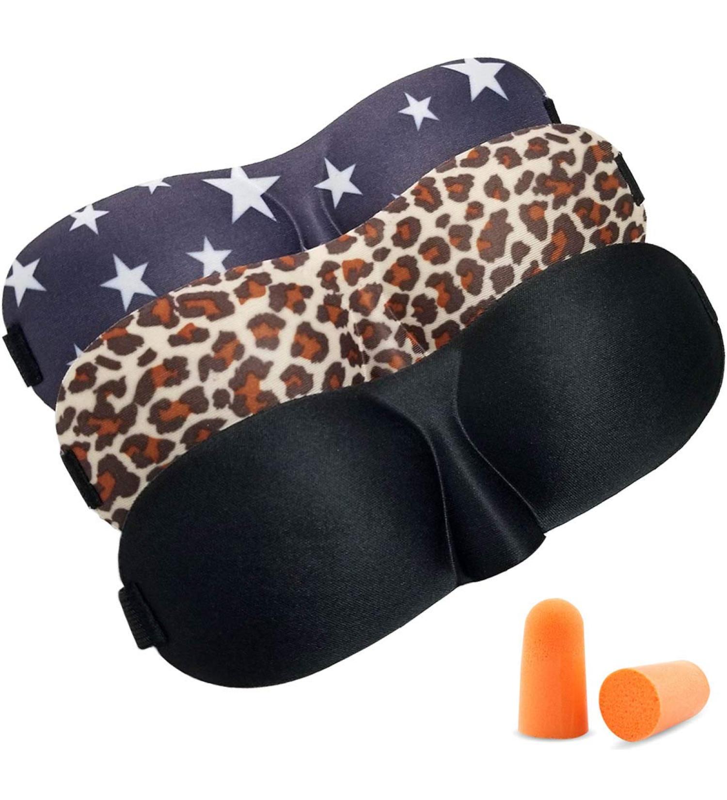 3 Pack Sleep Mask Set - Blackout Eye Masks with 3D Contoured Design for Men and Women - Includes Ear Plugs - Perfect for Travel, Nap, Meditation, and Night's Rest - Buy Online on GoSupps.com
