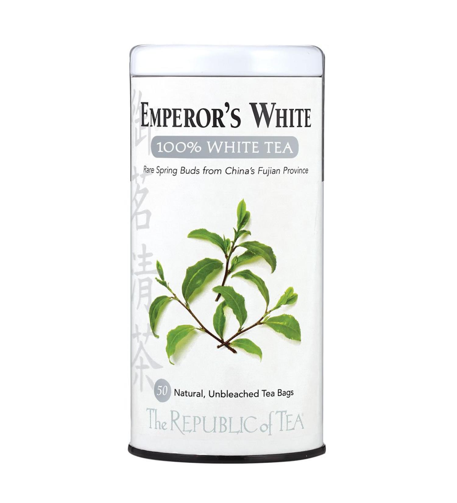 The Republic of Tea Emperors 100 White Tea - Zero Calorie, Sugar-Free, Carb-Free - 50 Tea Bag Tin - Buy Online on GoSupps.com