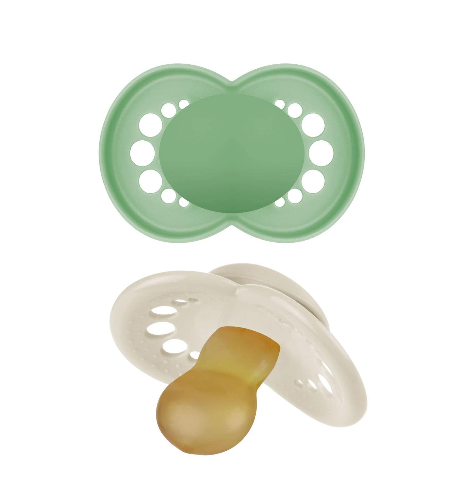 MAM Original Pure Pacifier | Natural Rubber | Sustainable Materials | Sterilizer Case | Unisex 6-16 Months | 2-Pack Green Tea/White - Buy Online on GoSupps.com