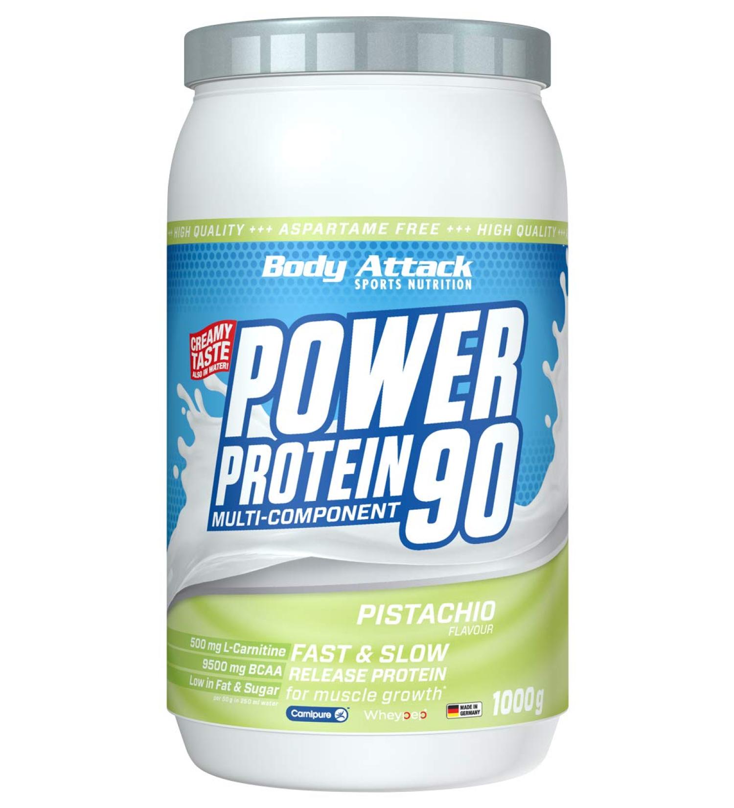 Body Attack POWER PROTEIN 90 Pistachio 1kg - Premium Multi-Component Protein Powder with BCAA Vitamins & L-Carnitine - Creamy Protein Shake | Made in Germany - Buy Online on GoSupps.com