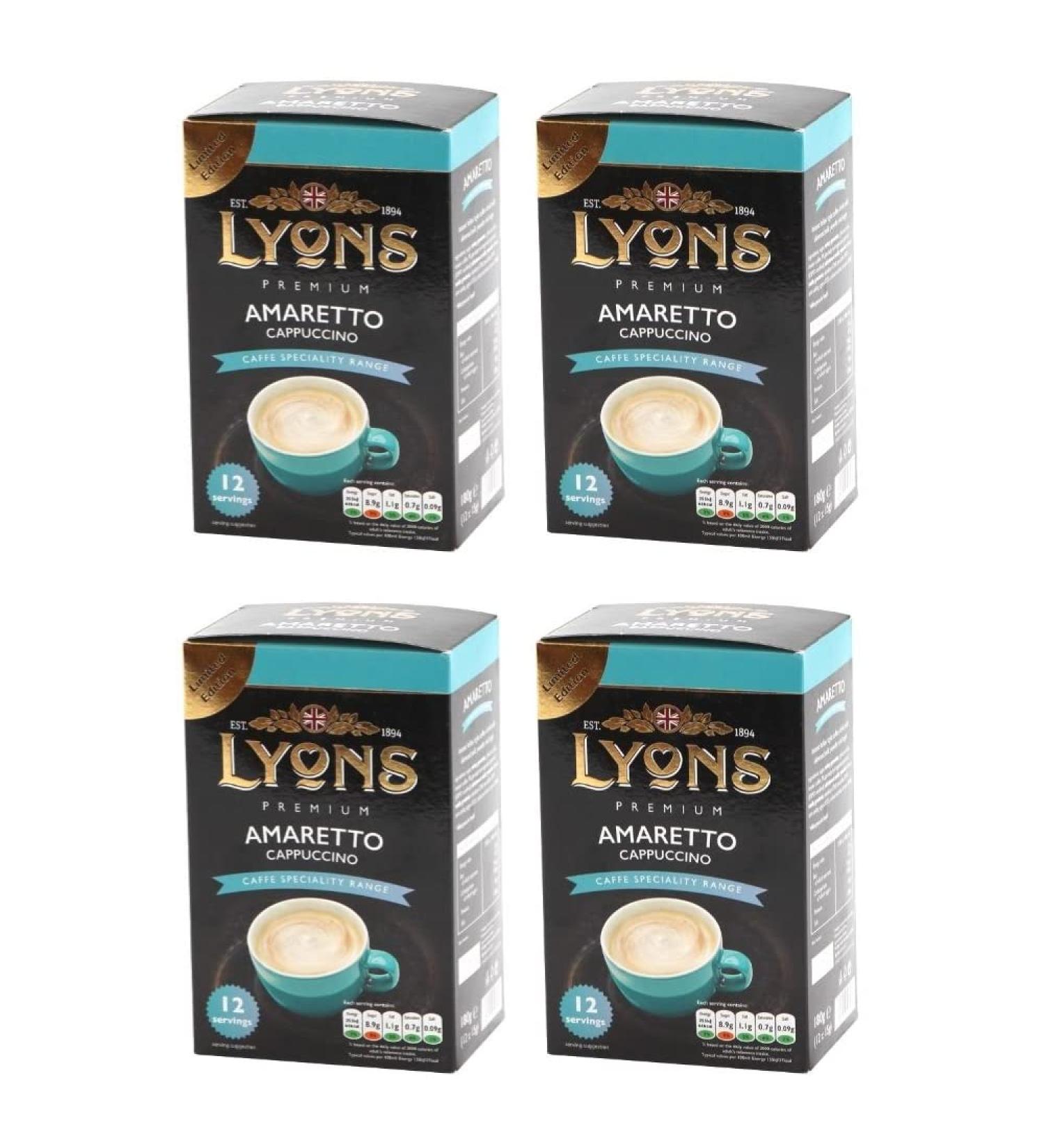 Lyons Premium Instant Coffee Bag Sachets + FabFinds Assorted Gift Mug (Amaretto Cappuccino 4X 12Sachets) 720.0 gram Pack of 1 - Buy Online on GoSupps.com