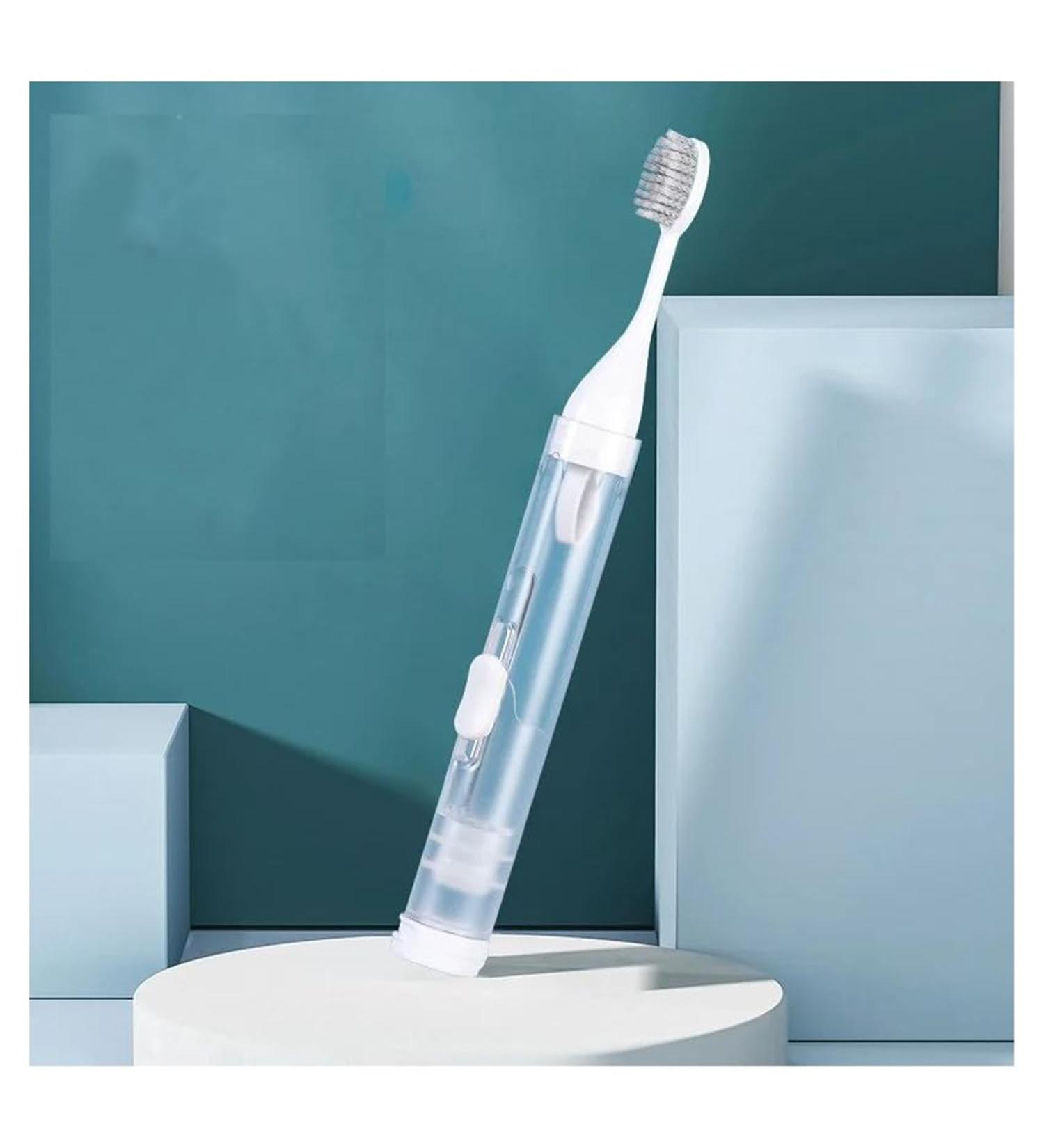 3-in-1 Travel Toothbrush Set with Soft Bristles & Refillable Toothpaste Tube - Portable Camping & Travel Accessories (White 1 Piece) - Buy Online on GoSupps.com