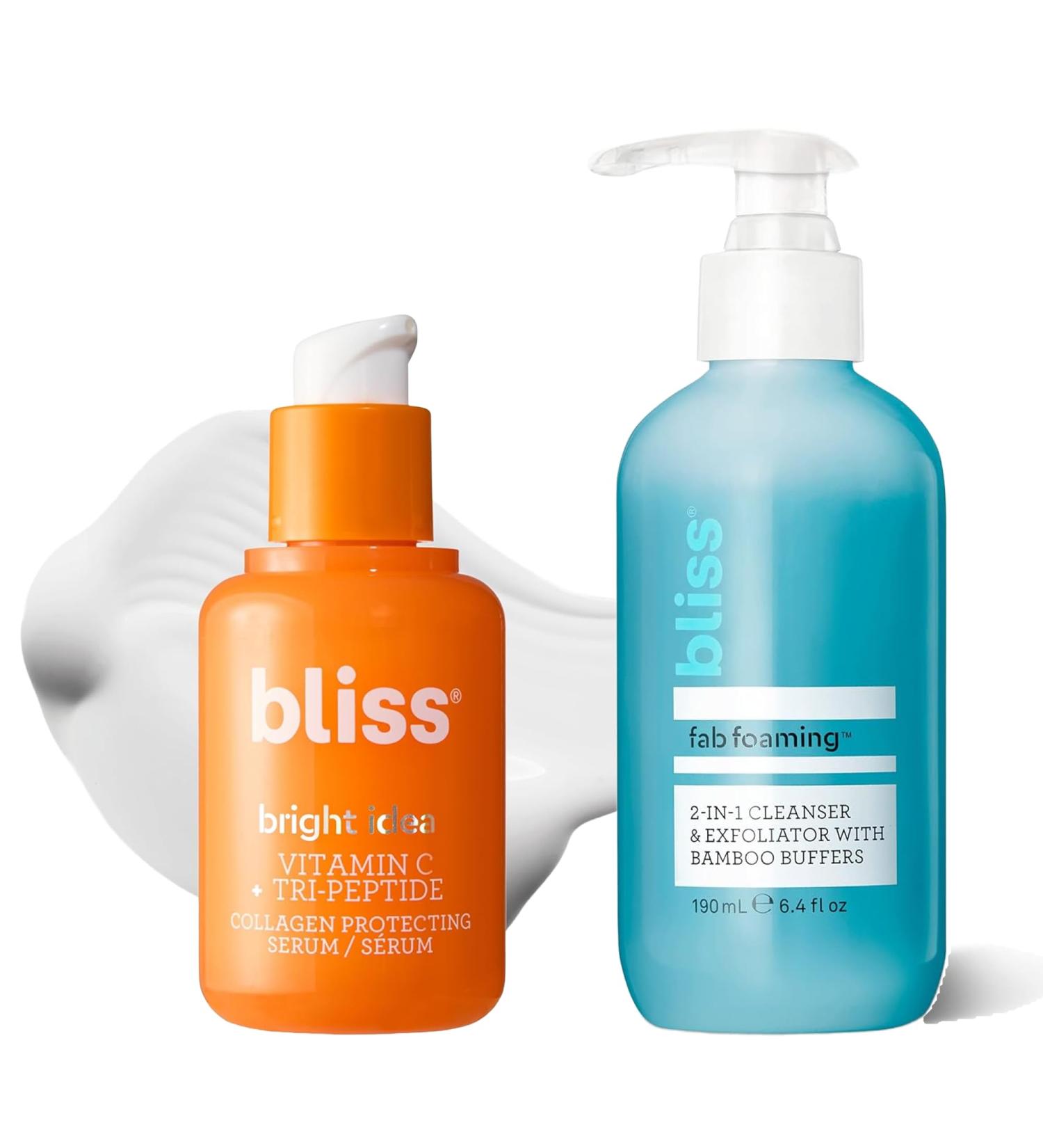 Bliss Bright Idea Vitamin C Serum + Fab Foaming 2-in-1 Cleanser Duo | Brightening & Exfoliating Skincare Set for Radiant Smooth Skin - Buy Online on GoSupps.com