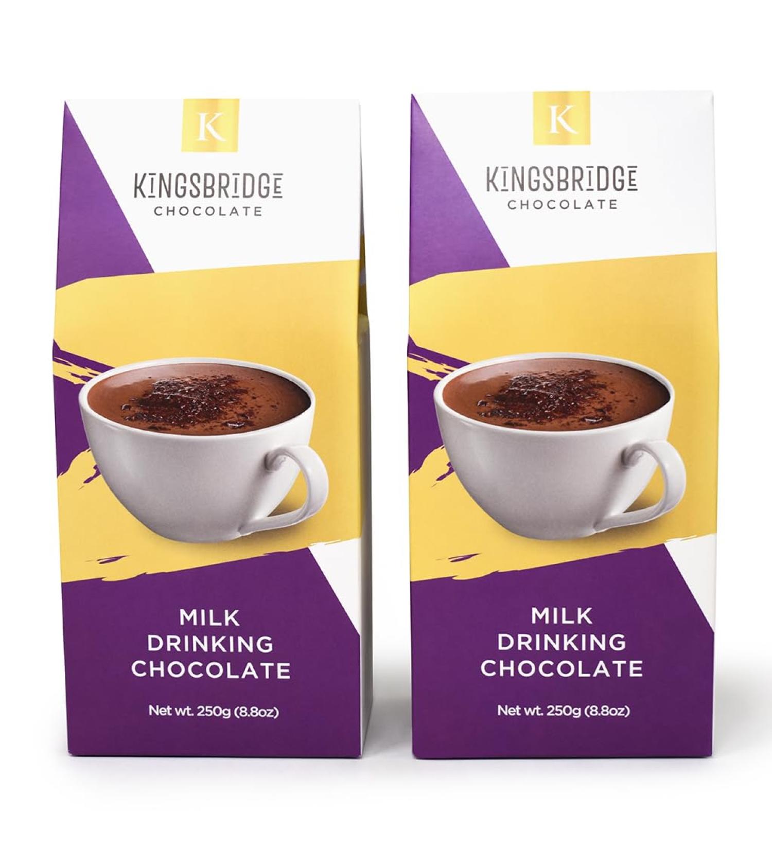 Kingsbridge Milk Chocolate Flakes - 34% Belgian Milk Chocolate Luxury Hot Chocolate | 2x250g Belgian Milk Chocolate 2 Pack - Buy Online on GoSupps.com