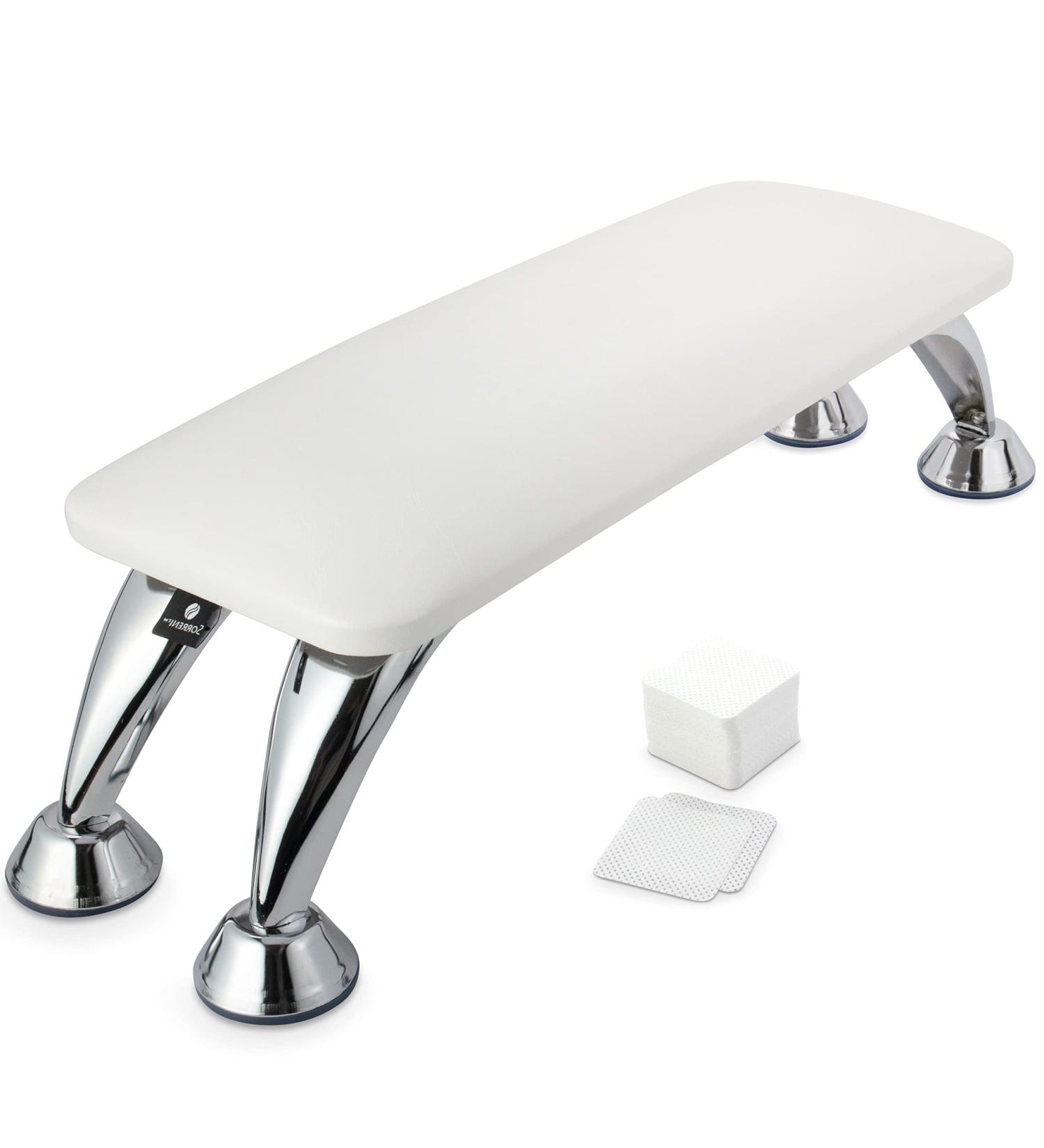 Nail Arm Rest Cushion with 100Pcs Nail Wipes | Premium Microfiber Leather Manicure Hand Pillow for Nail Tech Use - White - Buy Online on GoSupps.com