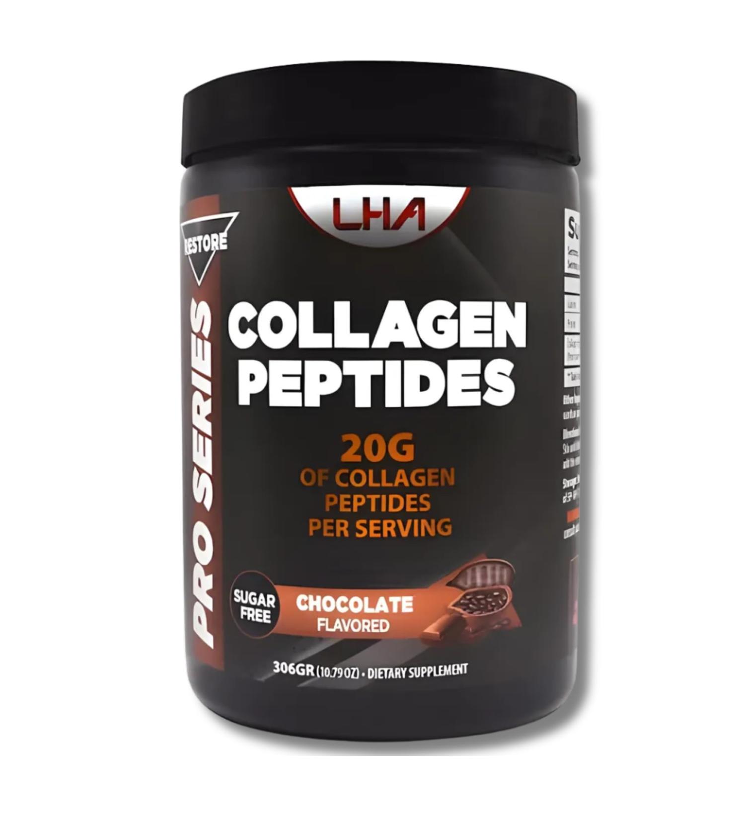 LHA Collagen Peptides Powder Chocolate Flavor Dietary Supplement for Skin Hair Nails Bone & Joint Support 10 oz - Buy Online on GoSupps.com