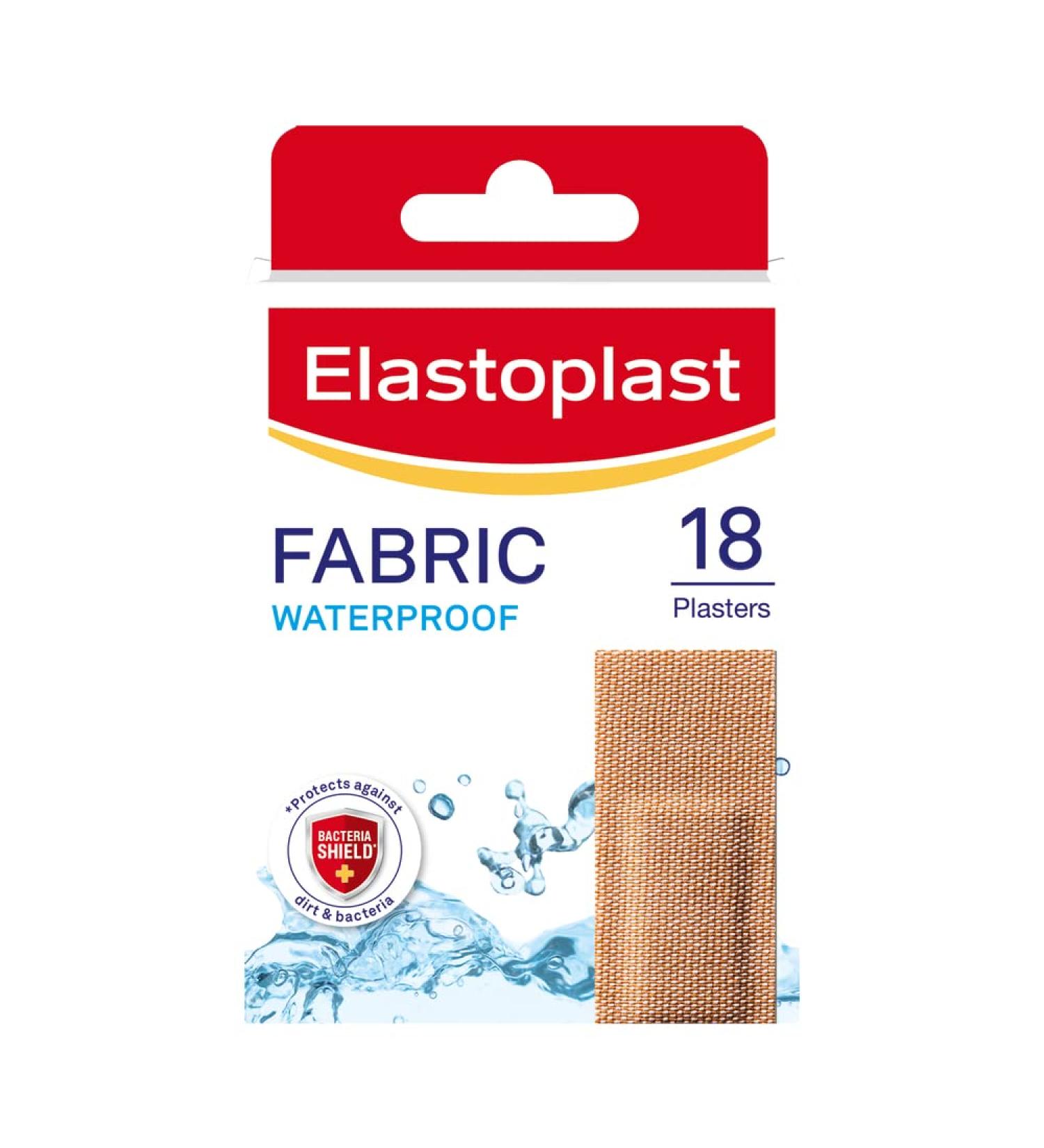 Elastoplast 18 Waterproof Fabric Plaster Strips - Large Pack of Breathable & Waterproof Plasters (18 Count) - Buy Online on GoSupps.com