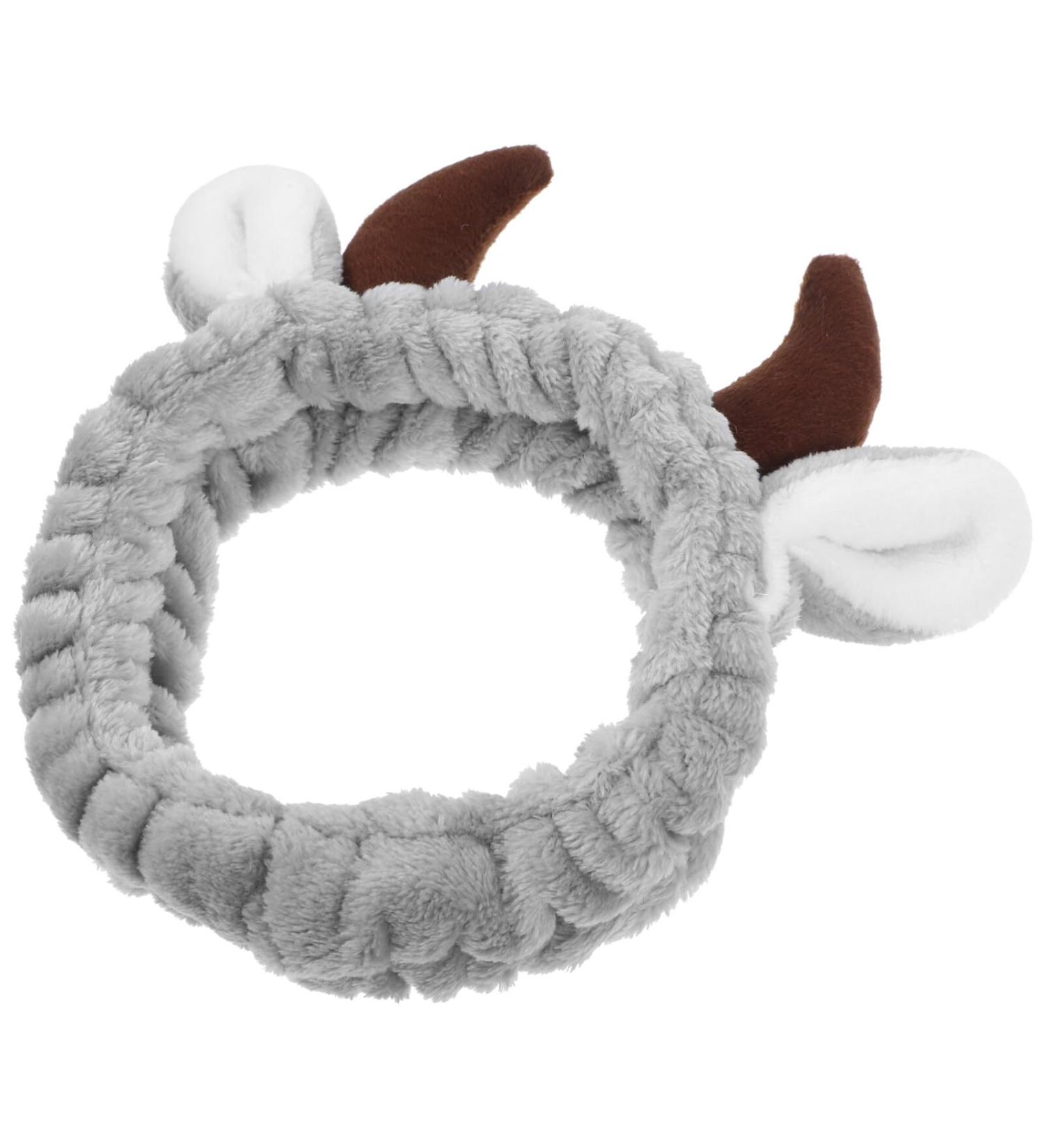 minkissy Animal Spa Headband Cow Skincare Hairband Cute Ox Horn Makeup Hair Band for Women Washing Face Grey - Buy Online on GoSupps.com