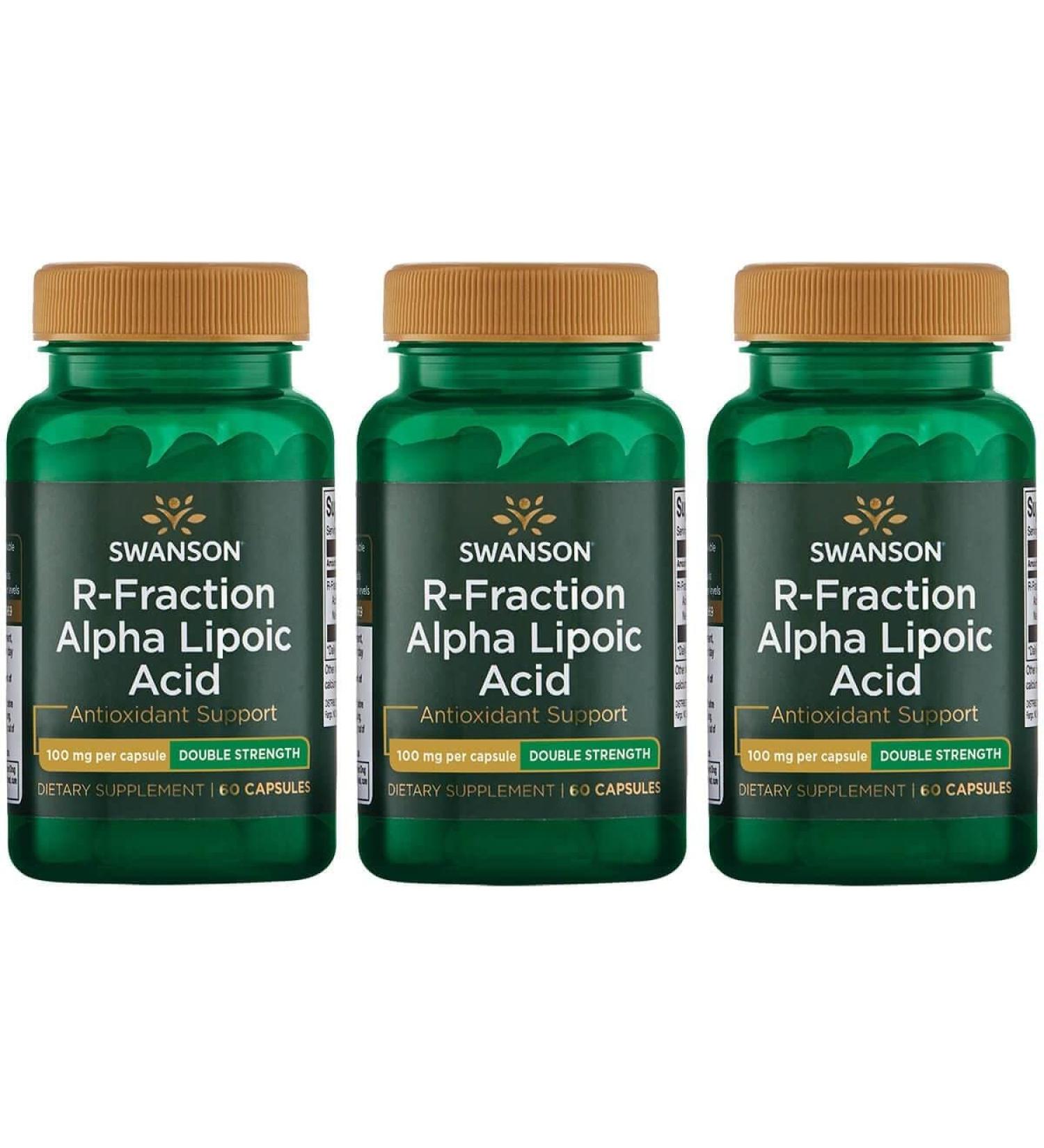 Swanson Double-Strength R-Fraction Alpha Lipoic Acid 100mg - 60 Capsules (3 Pack) | International Shipping Available | Premium Antioxidant Support - Buy Online on GoSupps.com