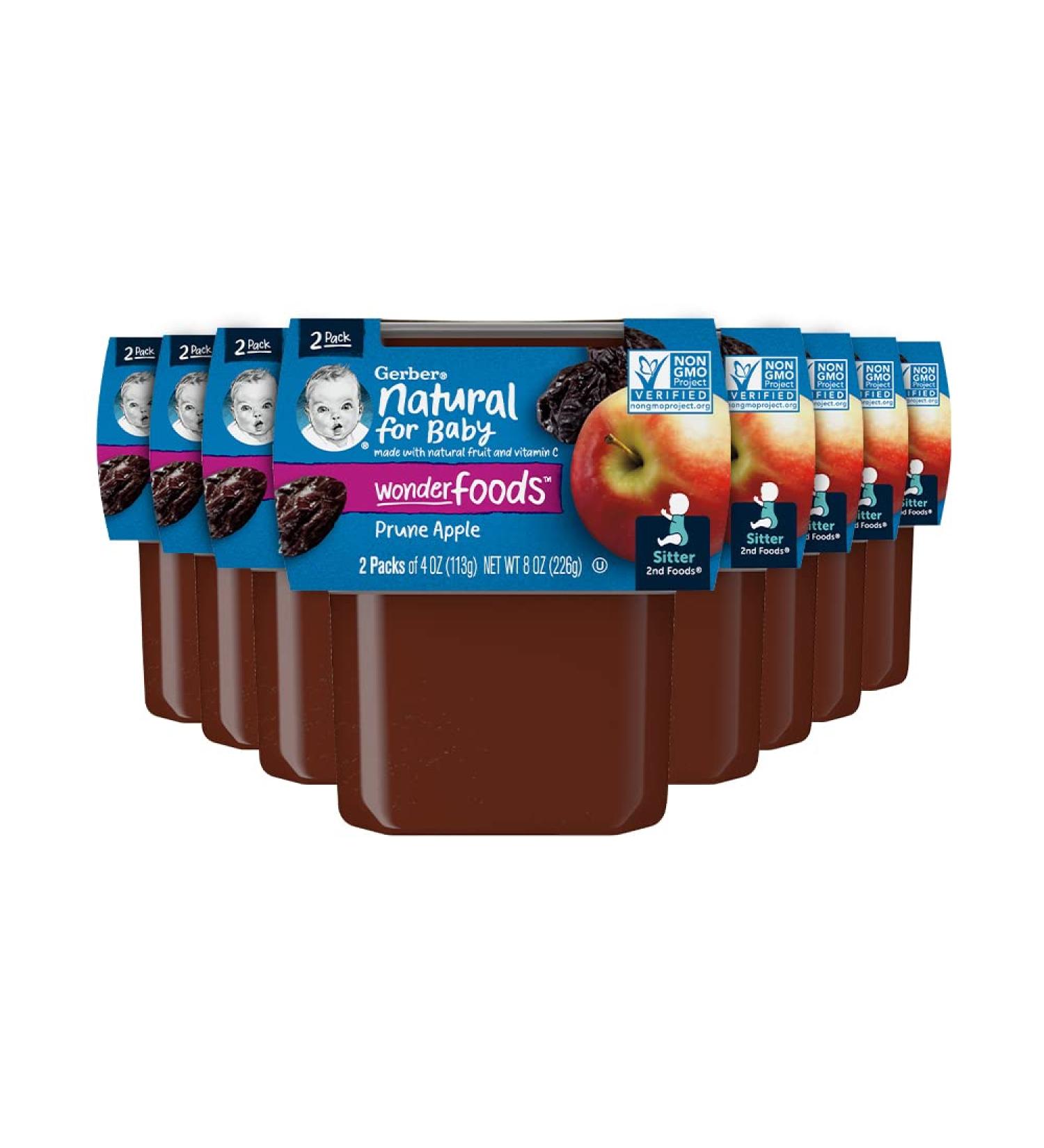 Gerber Baby Food 2nd Foods Blends Prunes with Apple Puree - Natural & Non-GMO - 4oz Tub, 2 Count (Pack of 8) - Buy Online on GoSupps.com