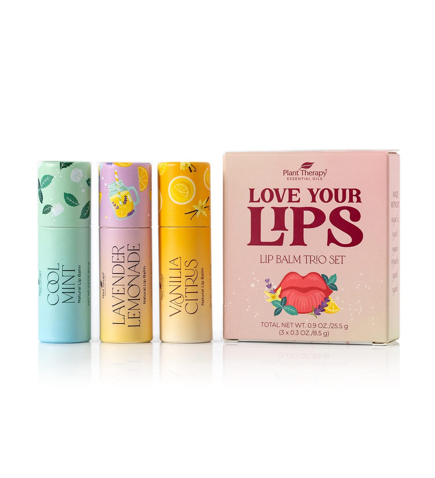 Plant Therapy Love Your Lips Lip Balm Trio Set - 0.9 oz (25.5 g) - Natural & Eco-Friendly with Lavender Lemonade, Vanilla Citrus, Cool Mint - Buy Online on GoSupps.com