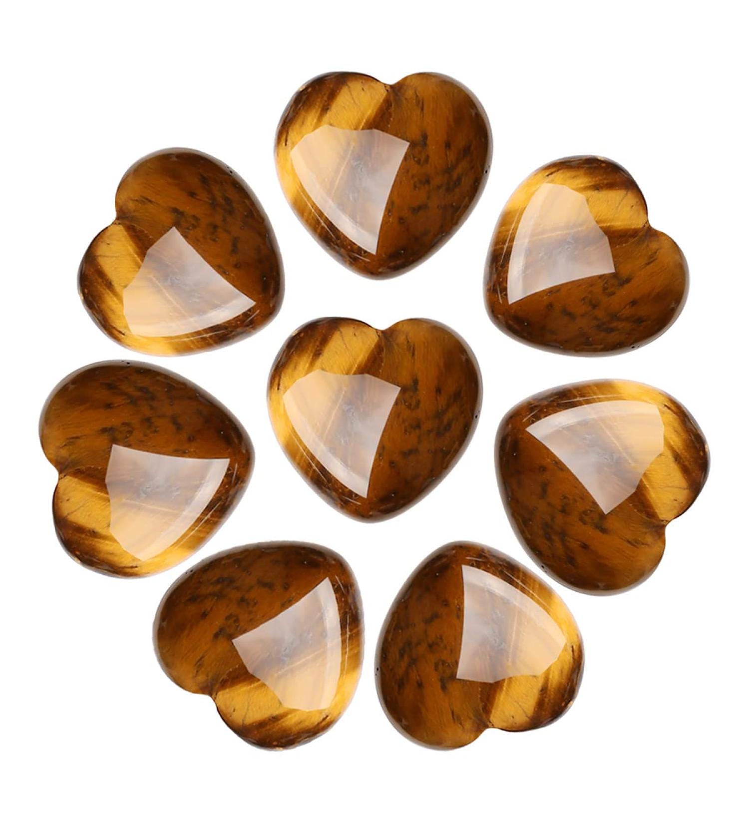Xiannvxi 5pcs Tiger Eye Heart Stones - Natural Healing Crystals for Love & Meditation | International Shipping - Buy Online on GoSupps.com