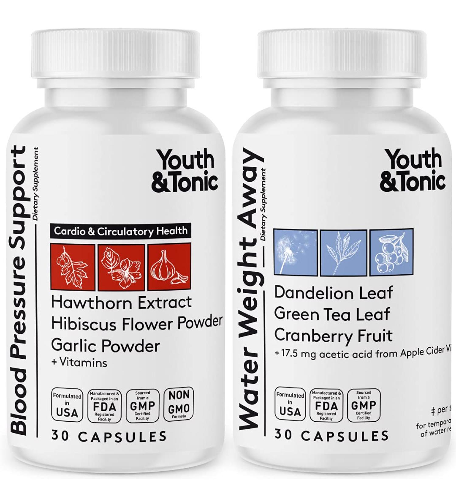 Natural Diuretics for Blood Pressure Support | High Strength Water Weight Pills with Vitamins & Herbs | Fluid Loss & BP Supplements for Heart Health | Men & Women - Buy Online on GoSupps.com